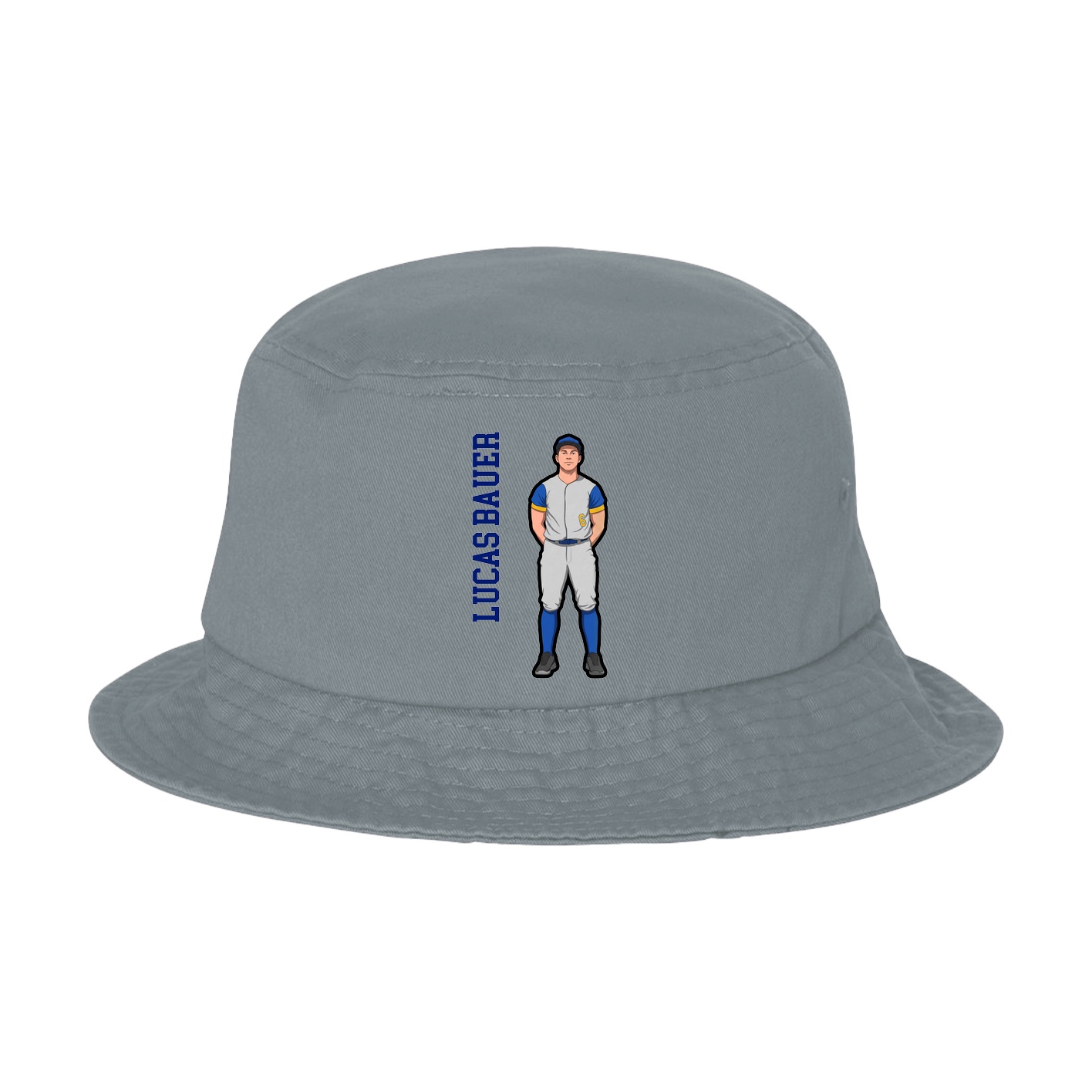 Bucket Cap — Name Vertical in Grey