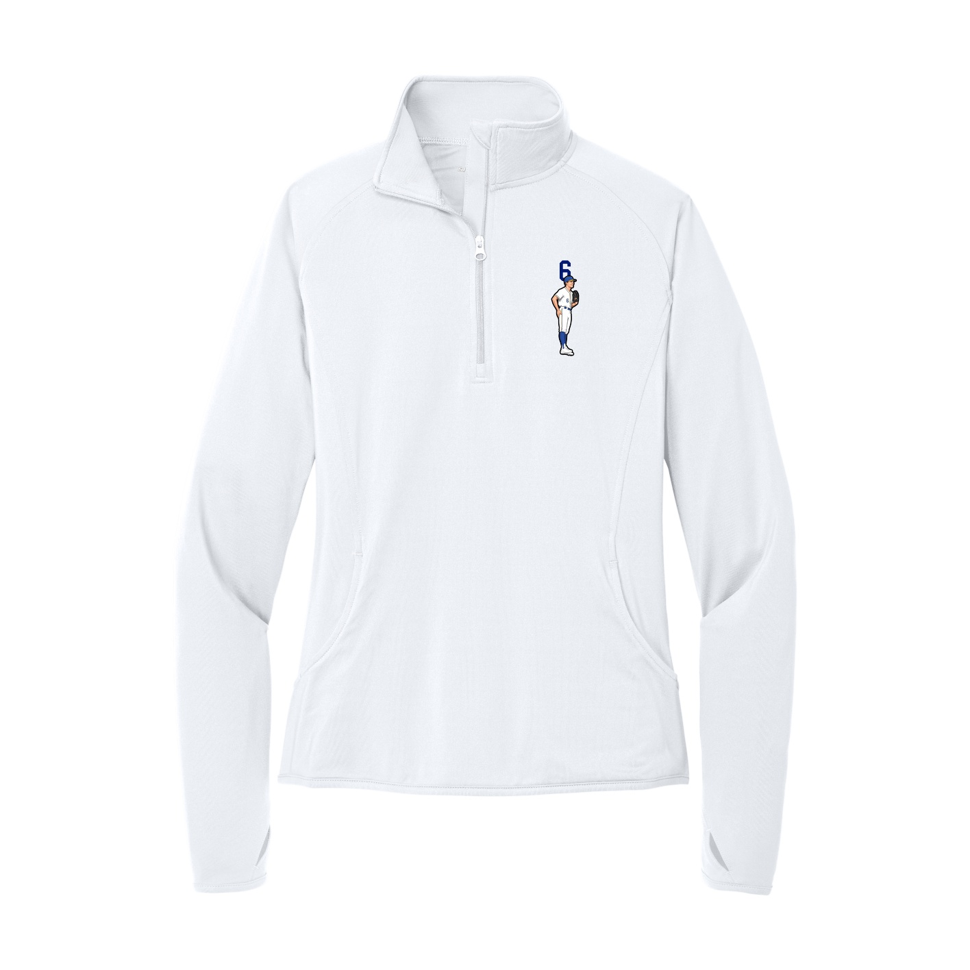 Women's Q-Zip Pullover — Number Top in White