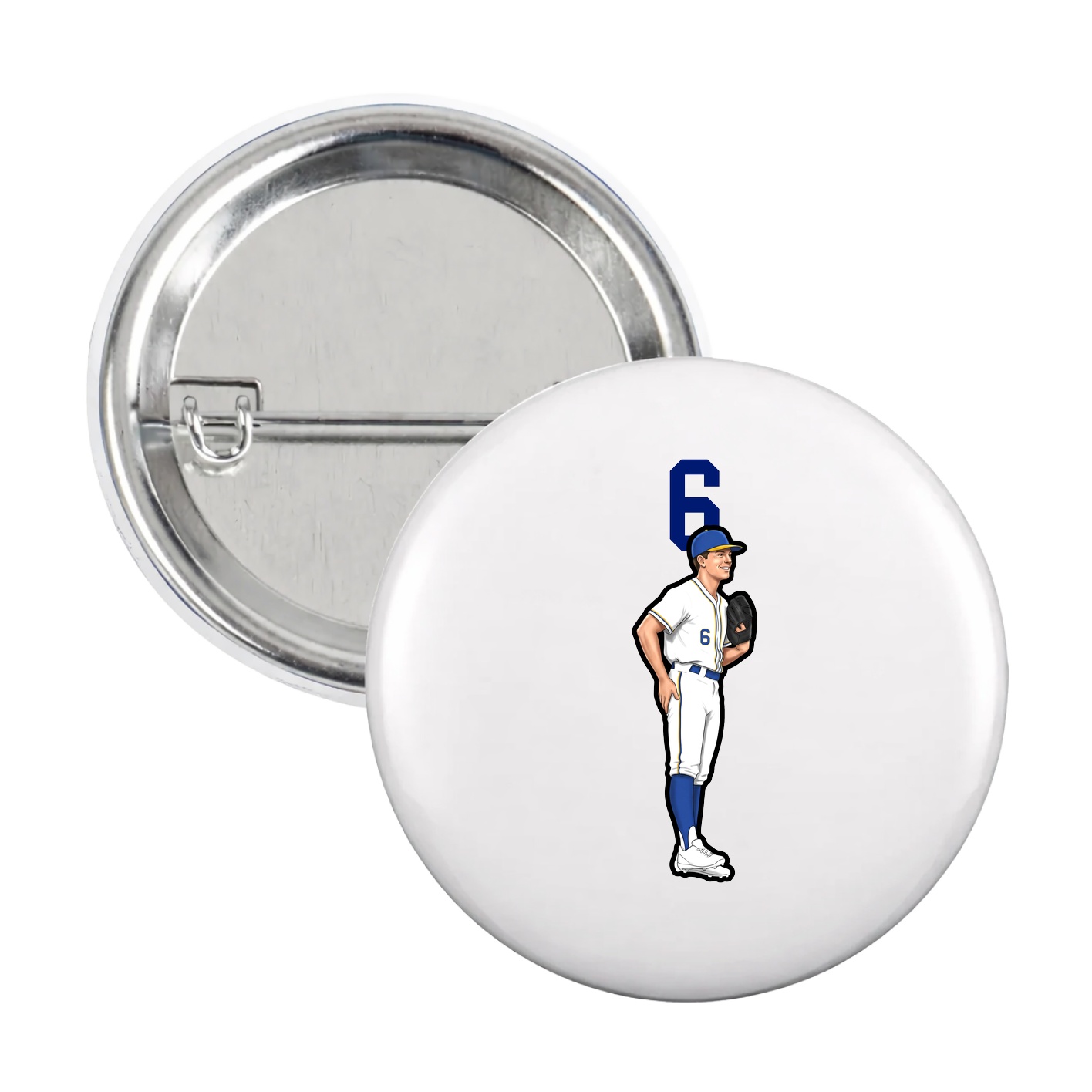 Game Day Button — Number Top in White