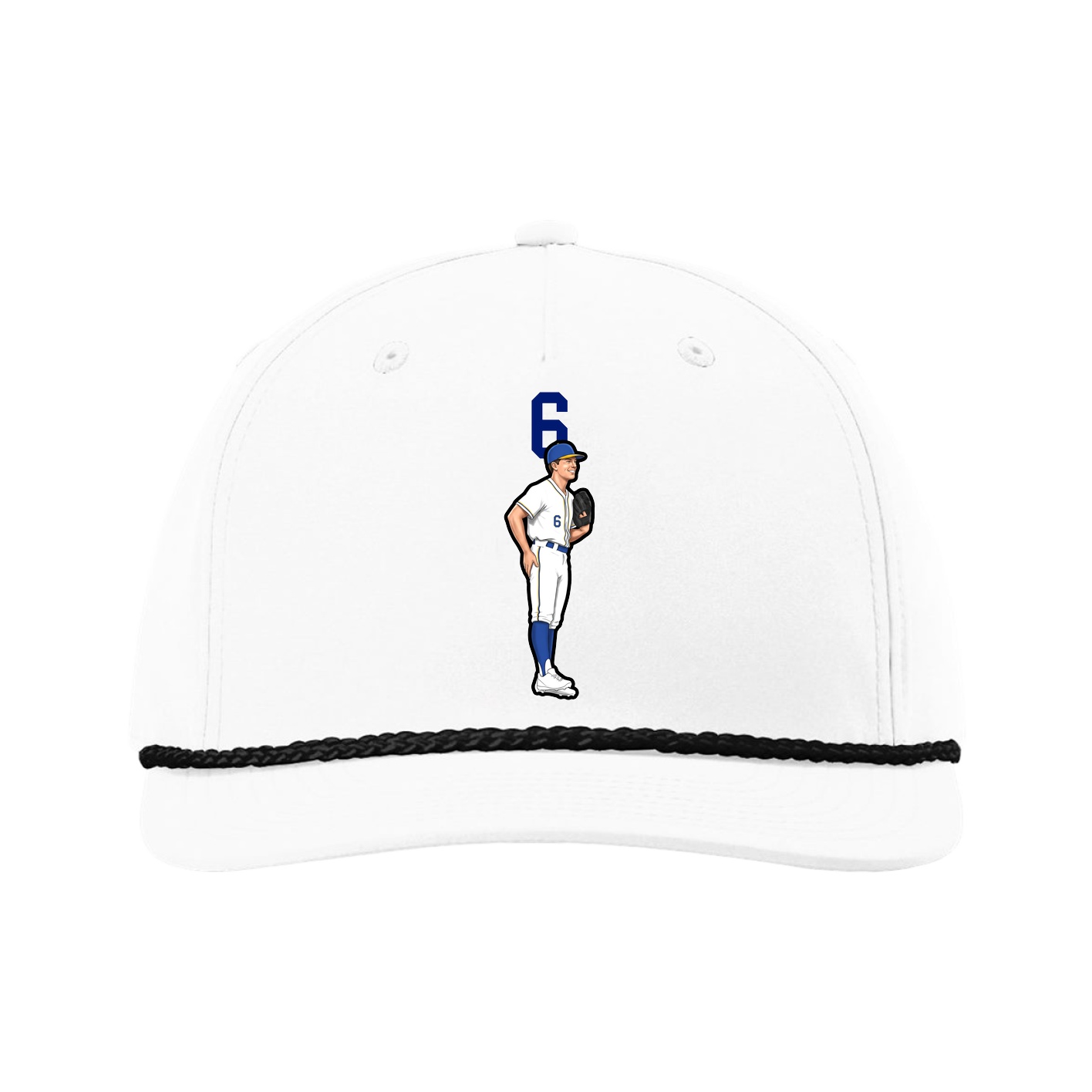 Five-Panel Classic Rope Cap — Number Top in White