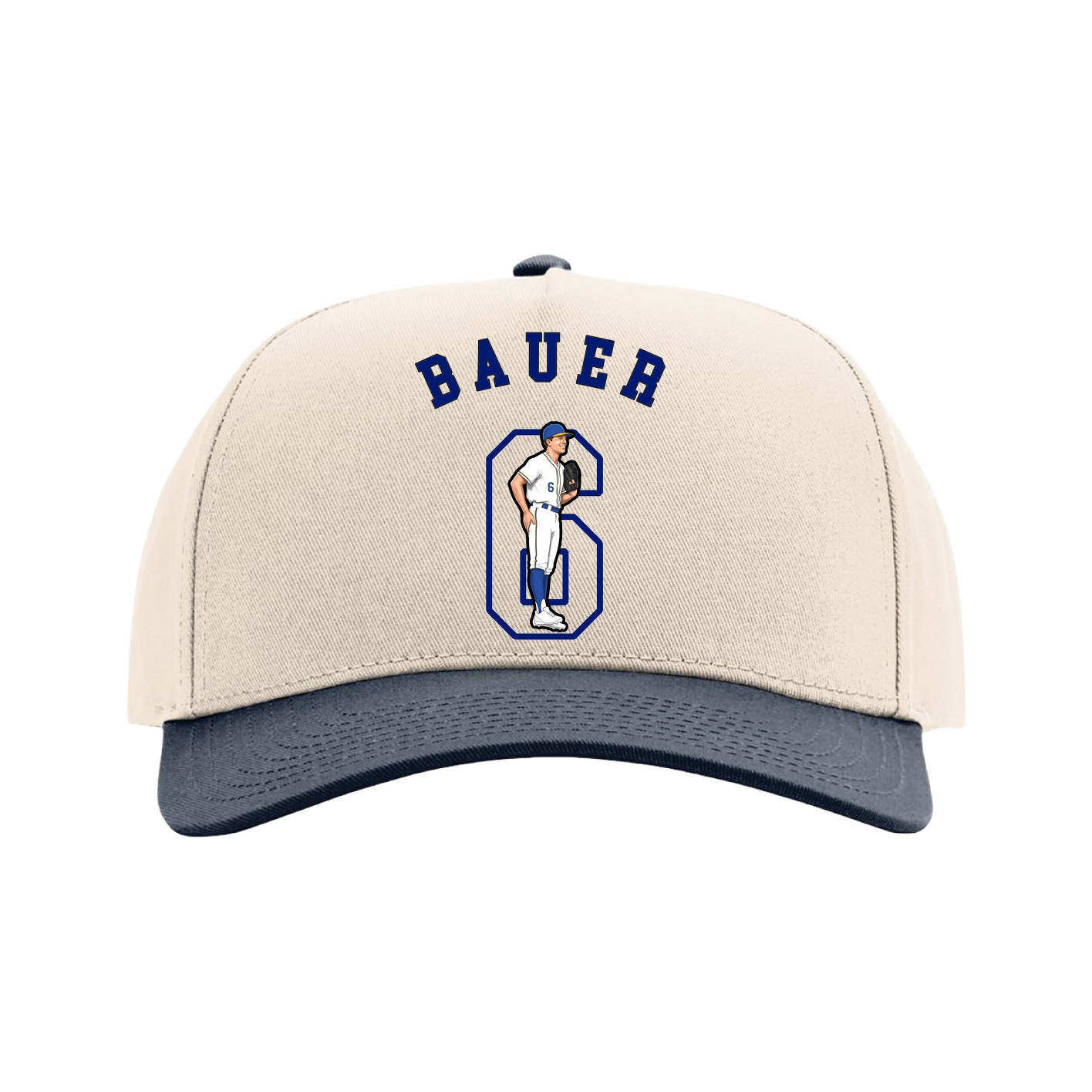 Full Fabric Five-Panel Champ Cap — Shirsey Arch in Cream/Navy