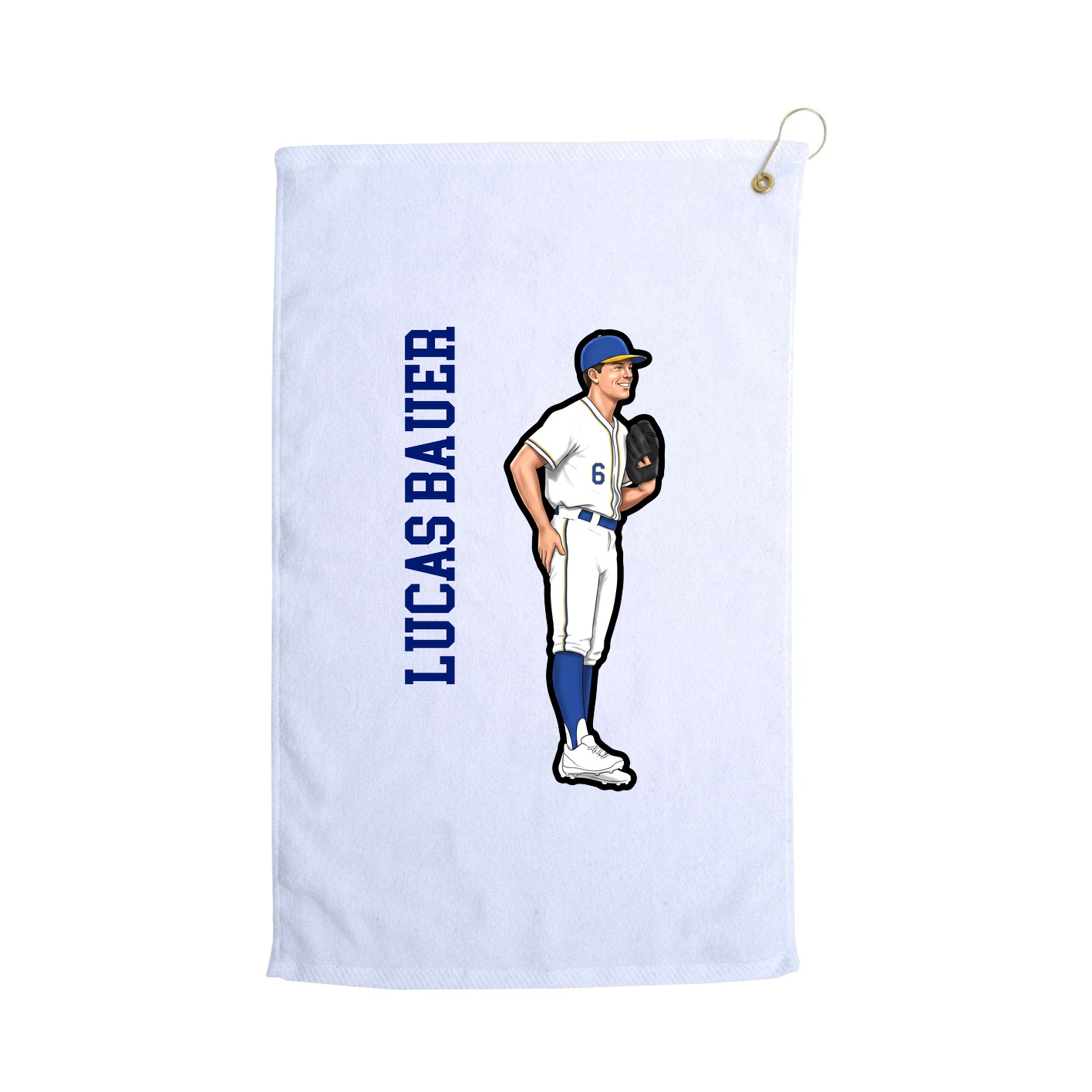 Golf Towel — Name Vertical in White