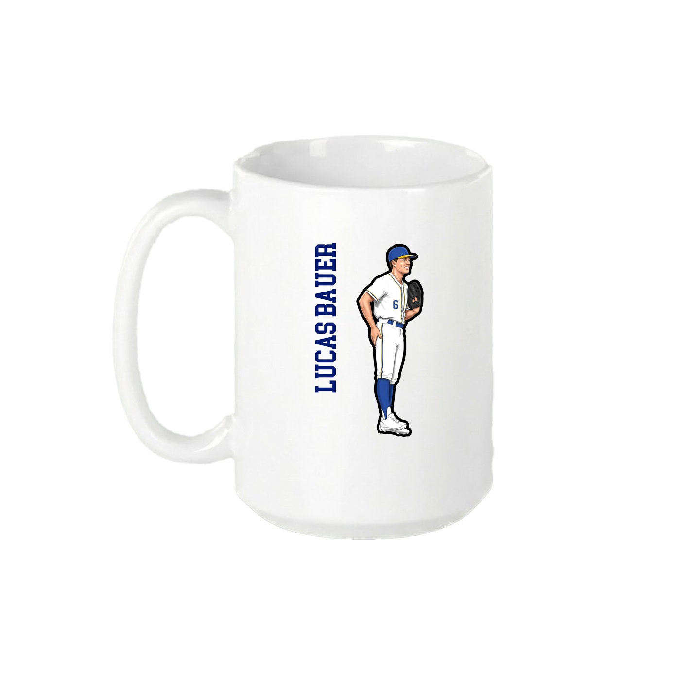 15oz Coffee Mug — Name Vertical in White