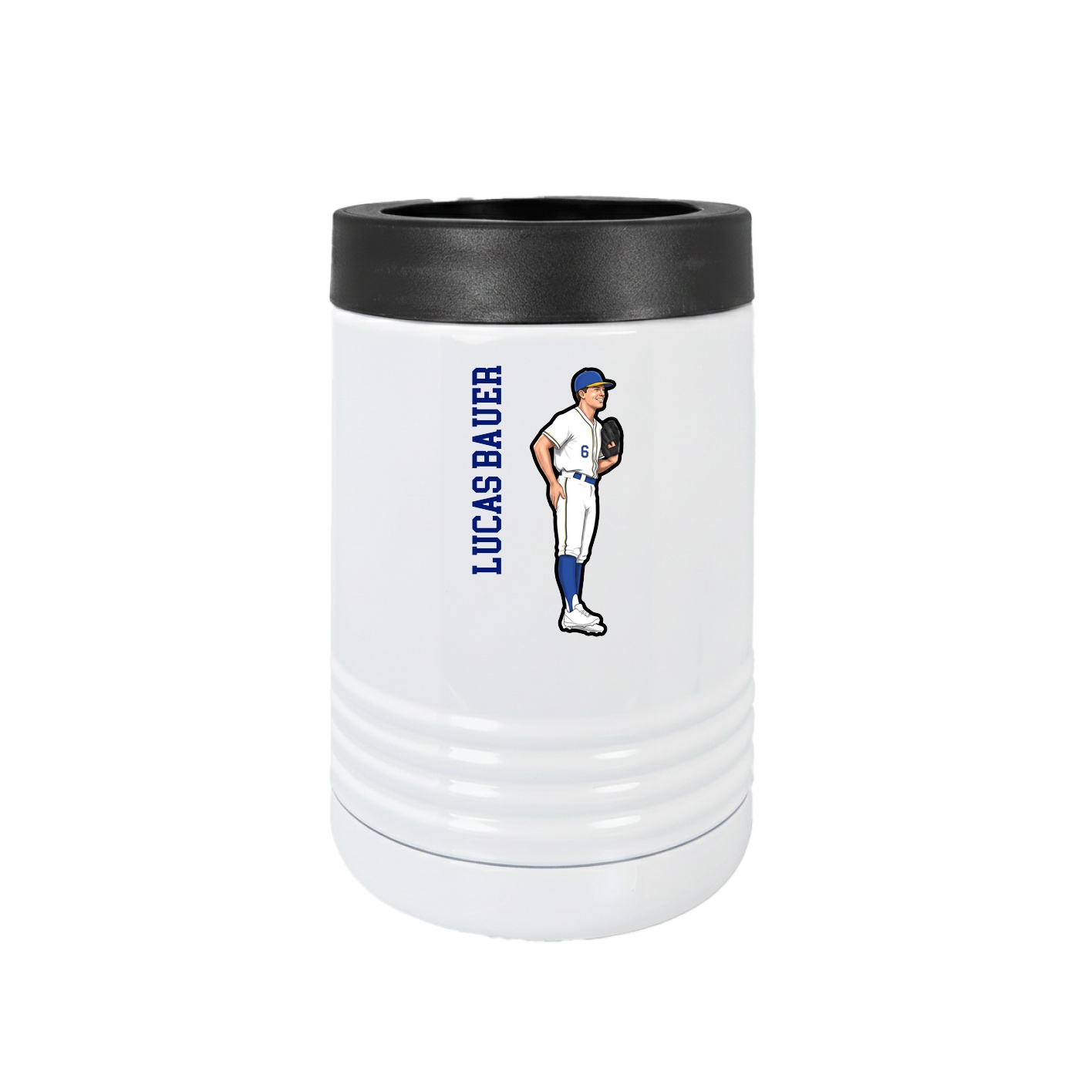 Beverage Holder — Name Vertical in White