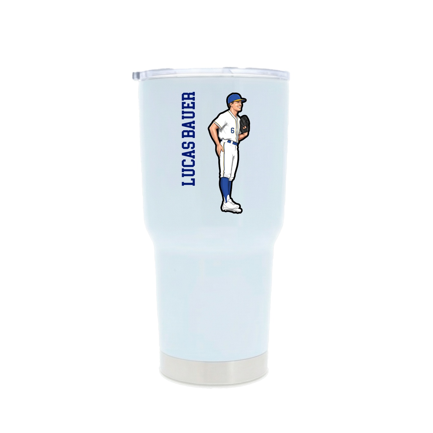 30oz Stainless Steel Tumbler — Name Vertical in White