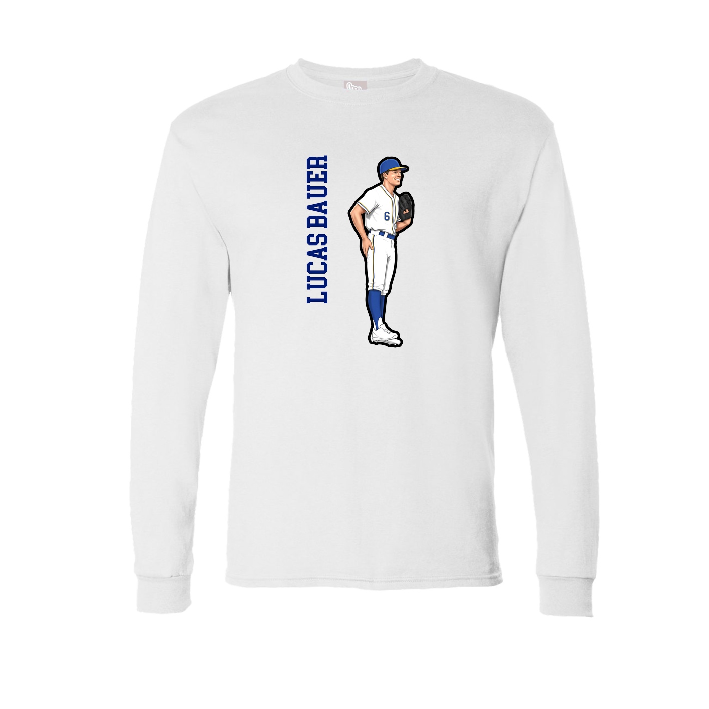 Long Sleeve Tee — Name Vertical in White