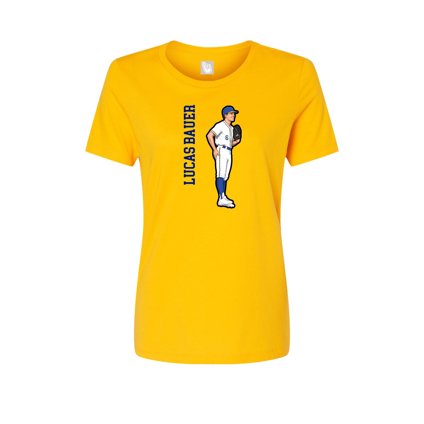 Womens Tee — Name Vertical in Gold
