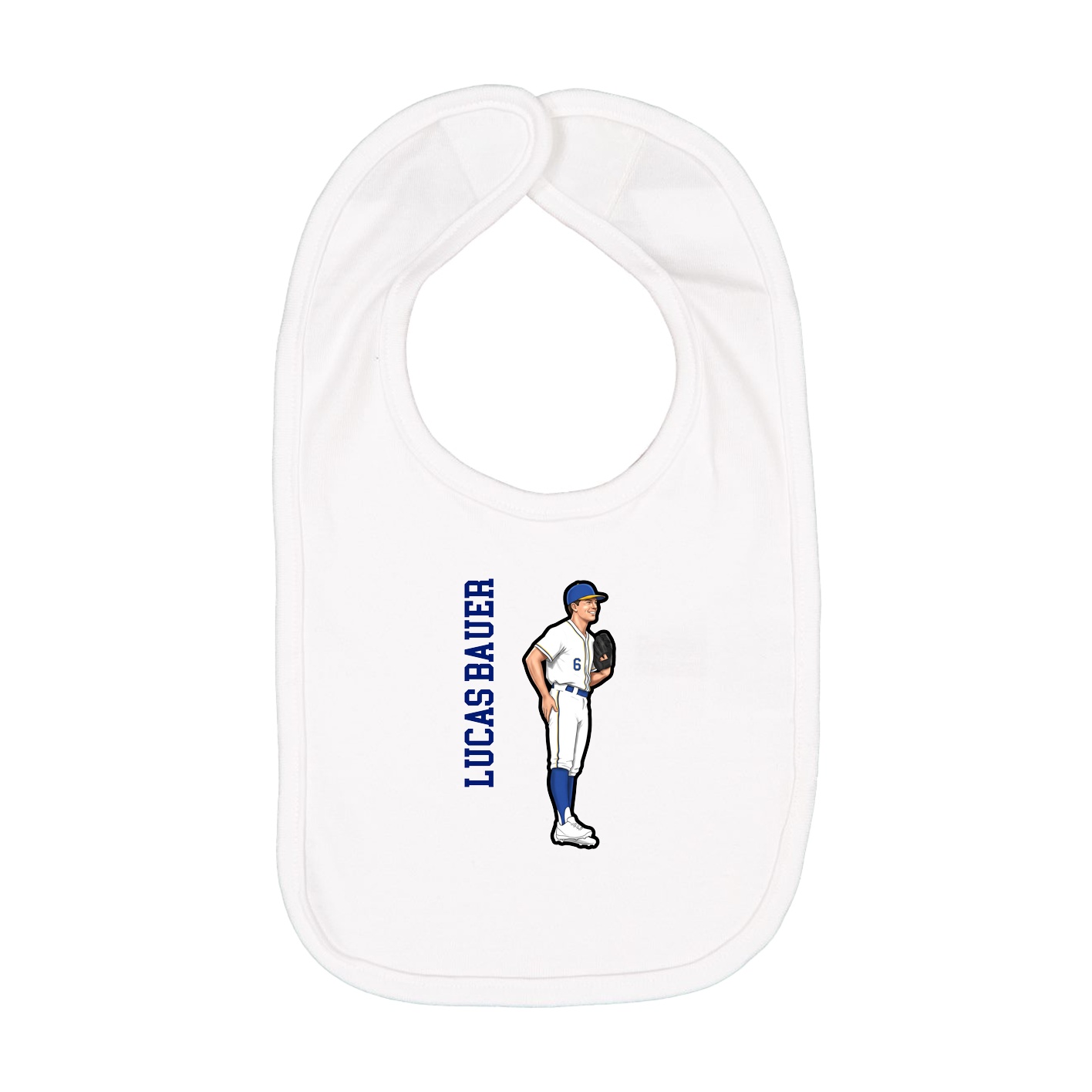 Infant Bib — Name Vertical in White