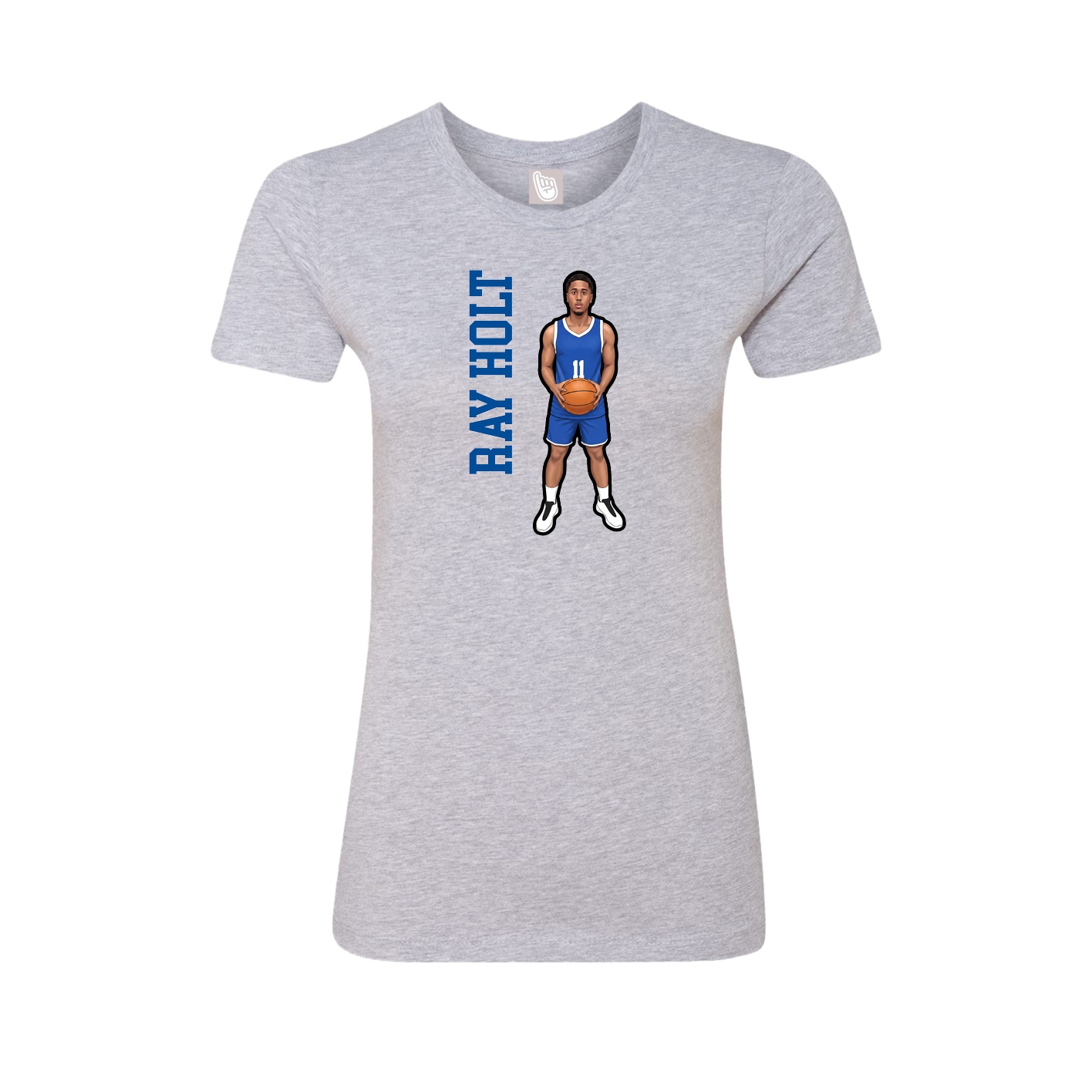 Fitted Women's Tee — Name Vertical in Grey