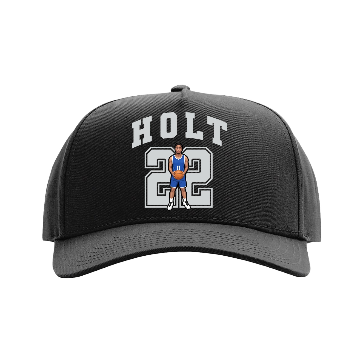 Full Fabric Five-Panel Champ Cap — Number in Black