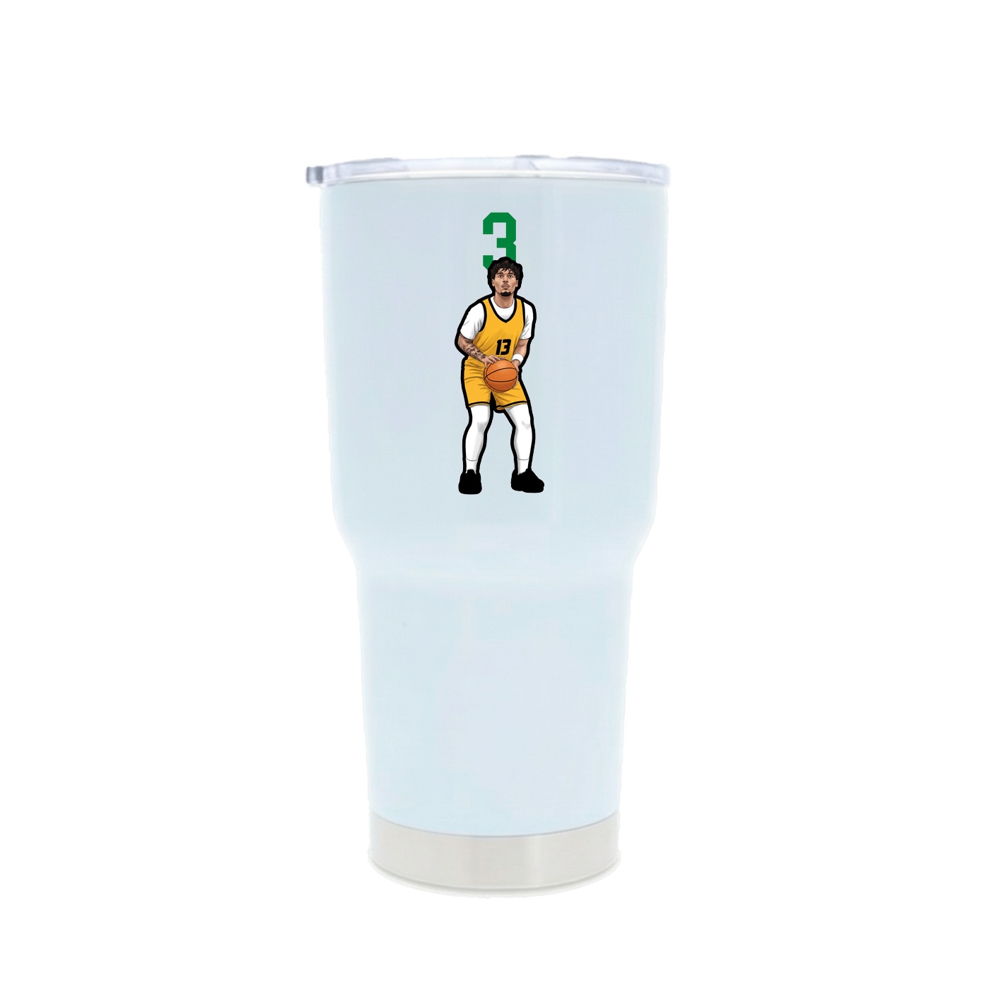 30oz Stainless Steel Tumbler — Number Top in White