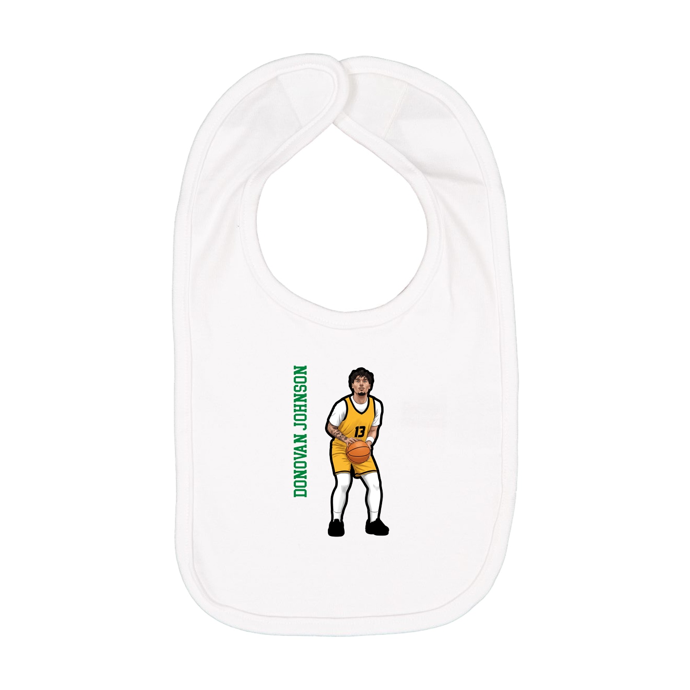 Infant Bib — Name Vertical in White