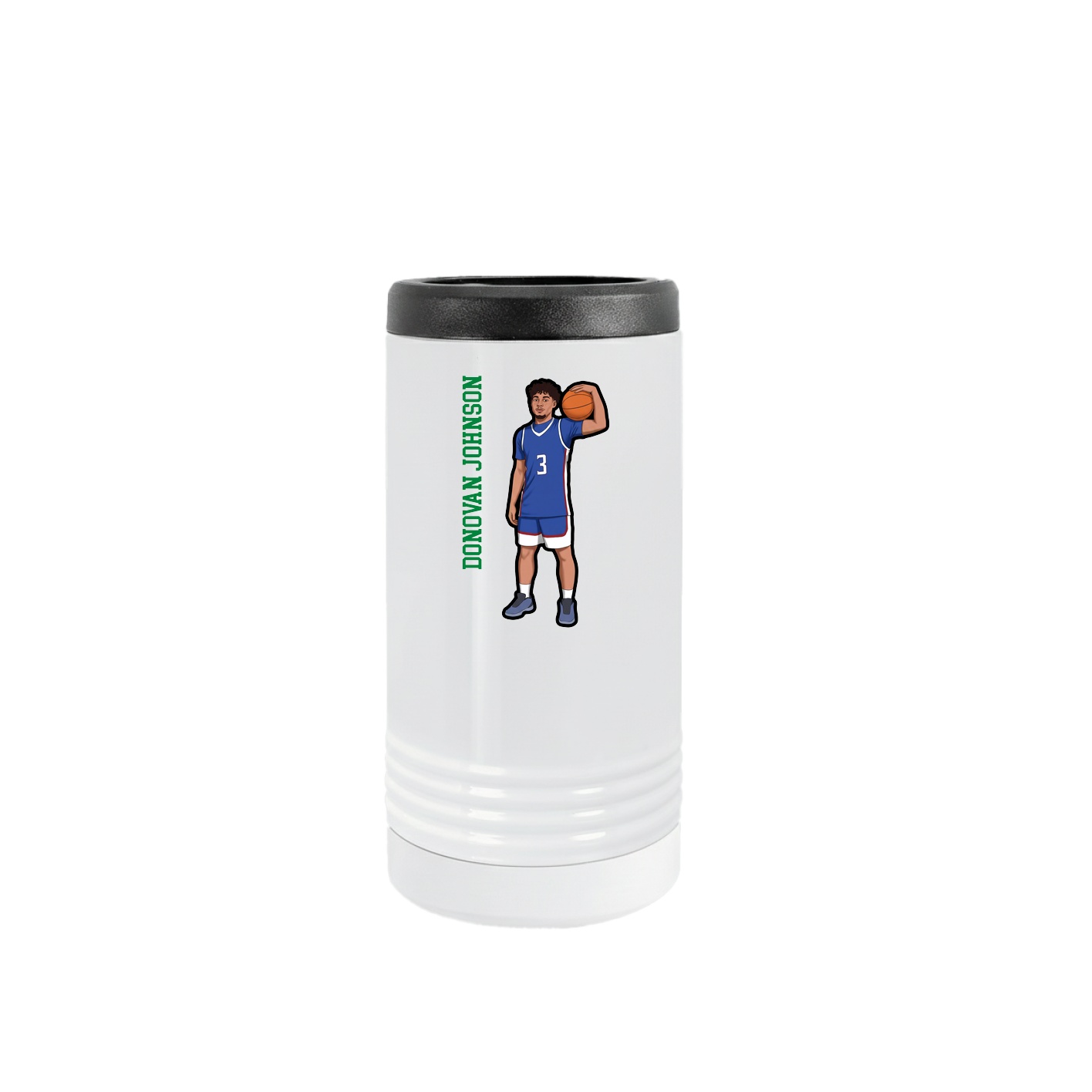 Slim Beverage Holder — Name Vertical in White