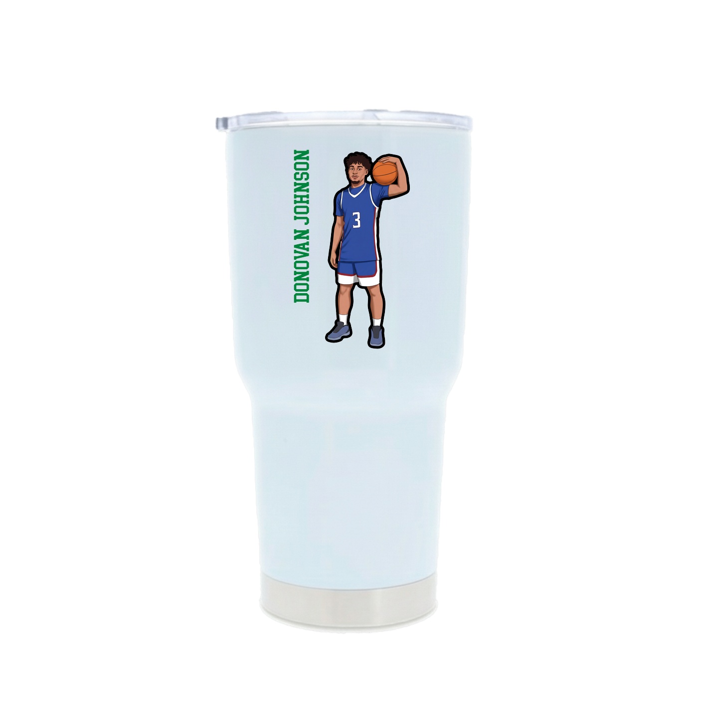 30oz Stainless Steel Tumbler — Name Vertical in White