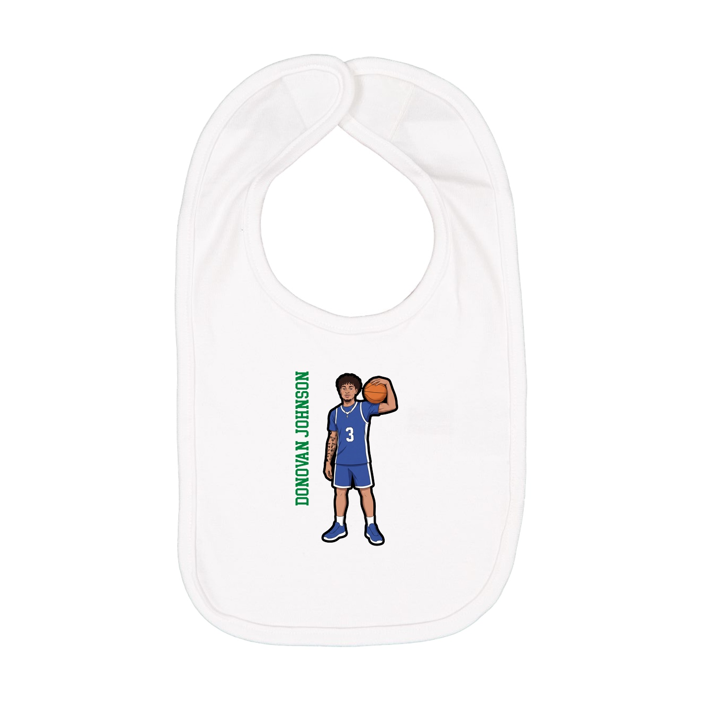 Infant Bib — Name Vertical in White