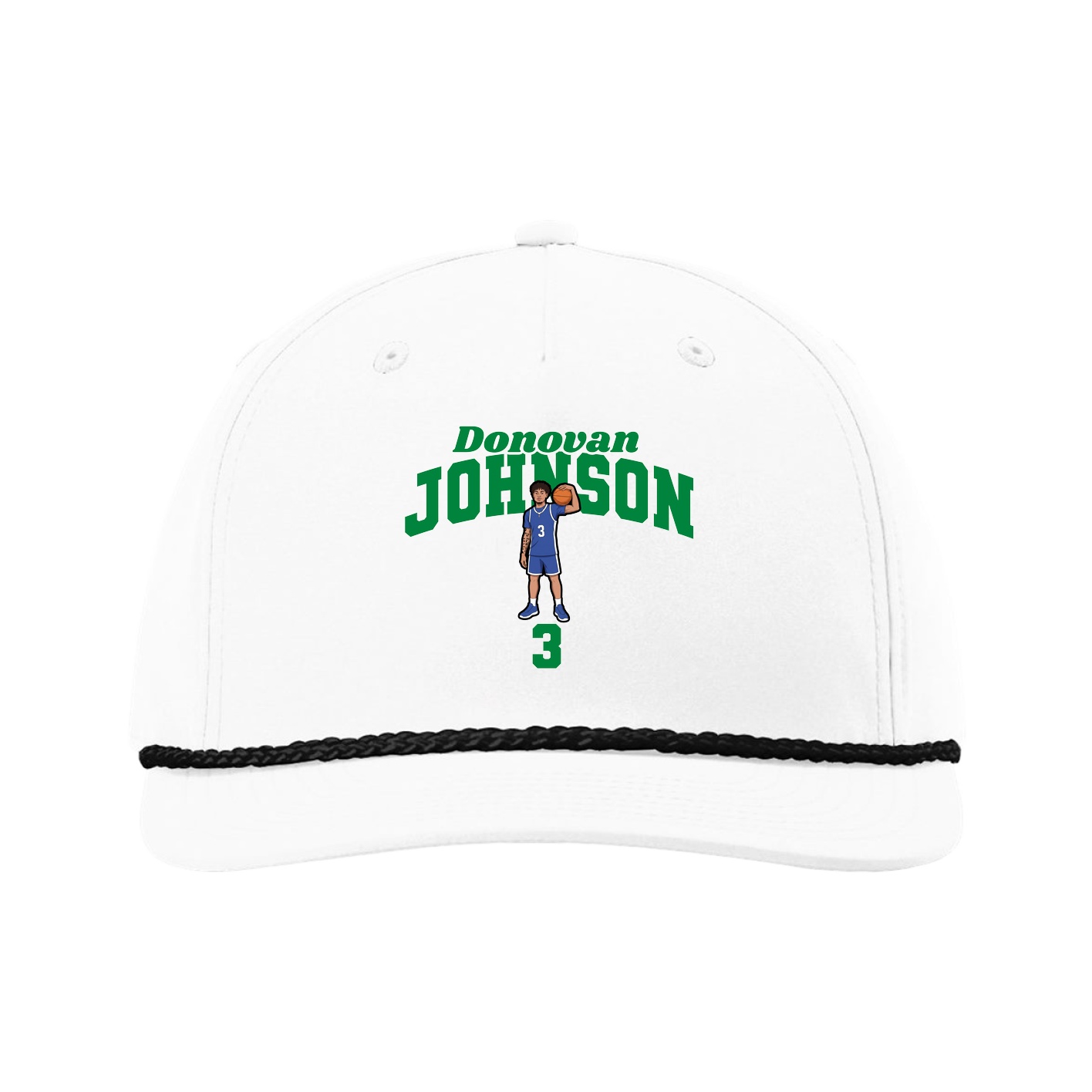 Five-Panel Classic Rope Cap — Signature Arch in White