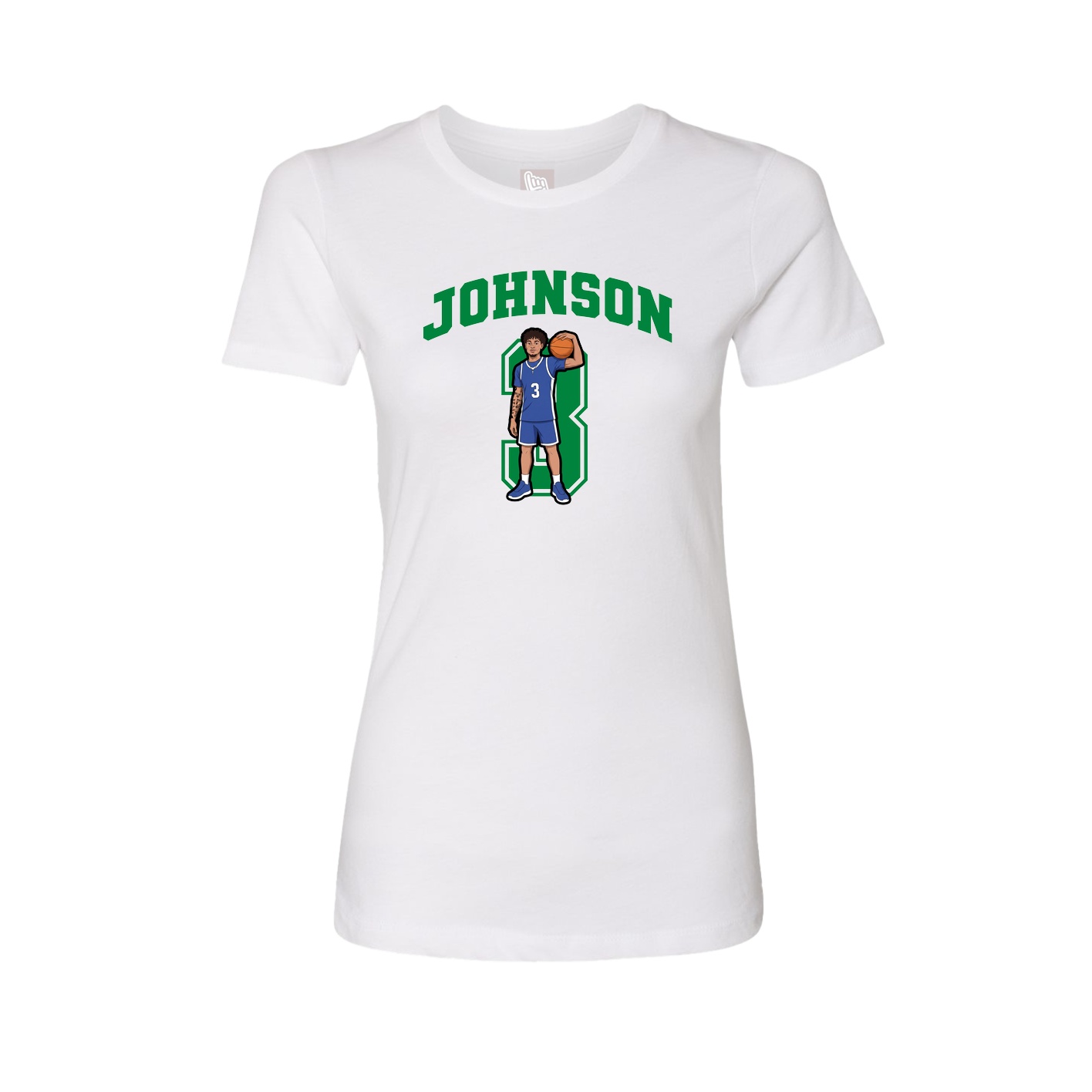 Fitted Women's Tee — Number in White