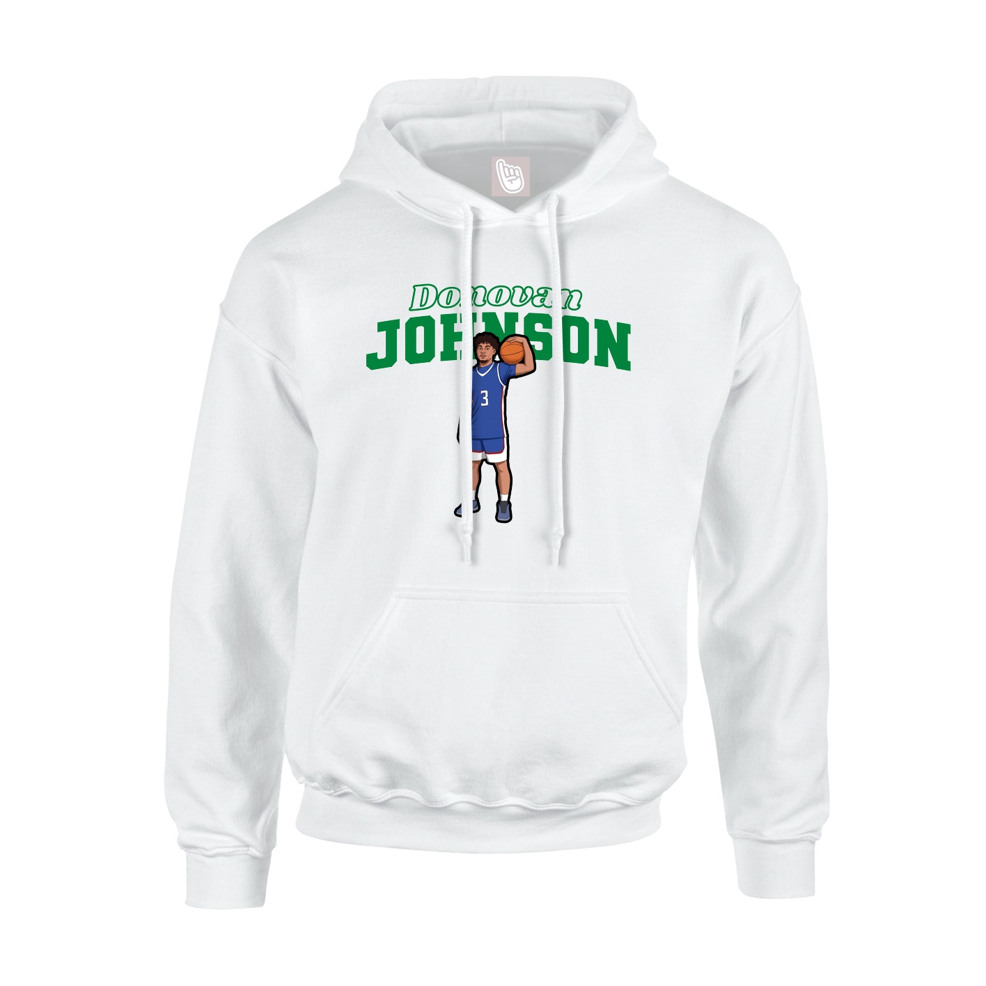 Youth Hoodie — Name Arch in White