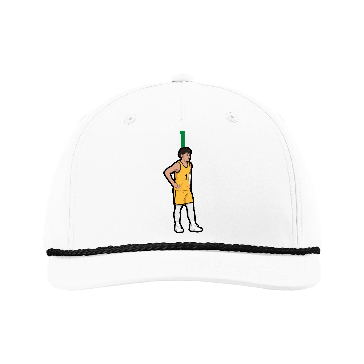 Five-Panel Classic Rope Cap — Number Top in White