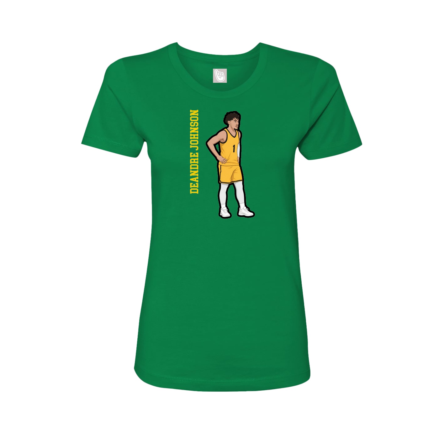 Fitted Women's Tee — Name Vertical in Green