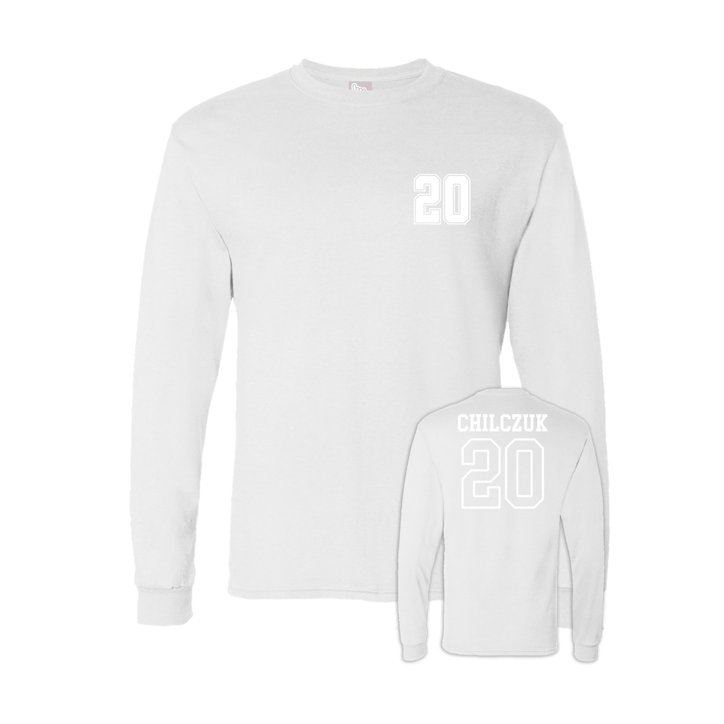 Long Sleeve Tee — Chest Back in White