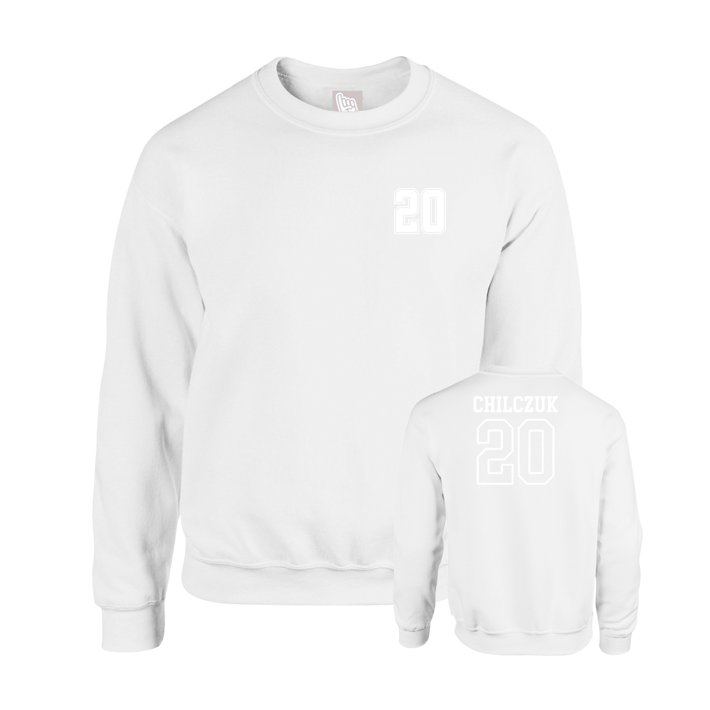 Fleece Crew — Chest Back in White