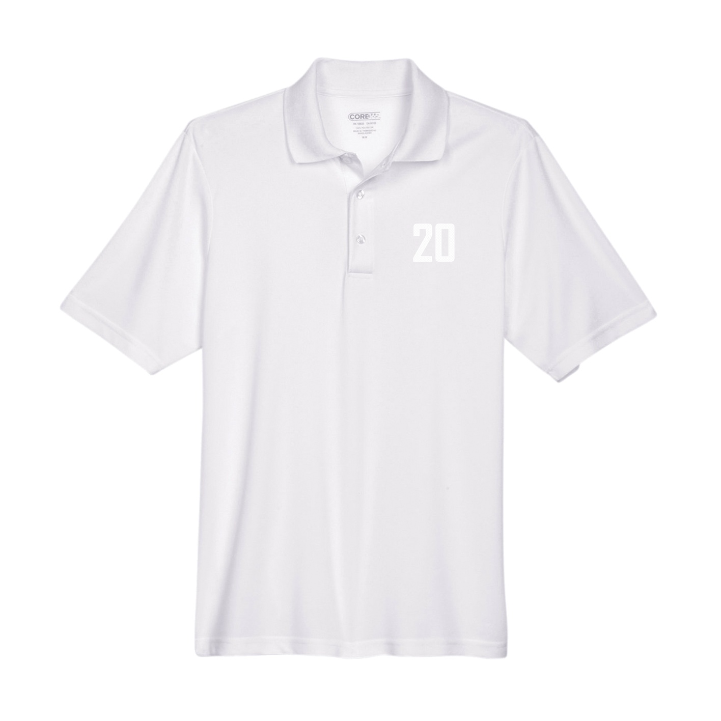 Performance Polo — Front Shirsy in White