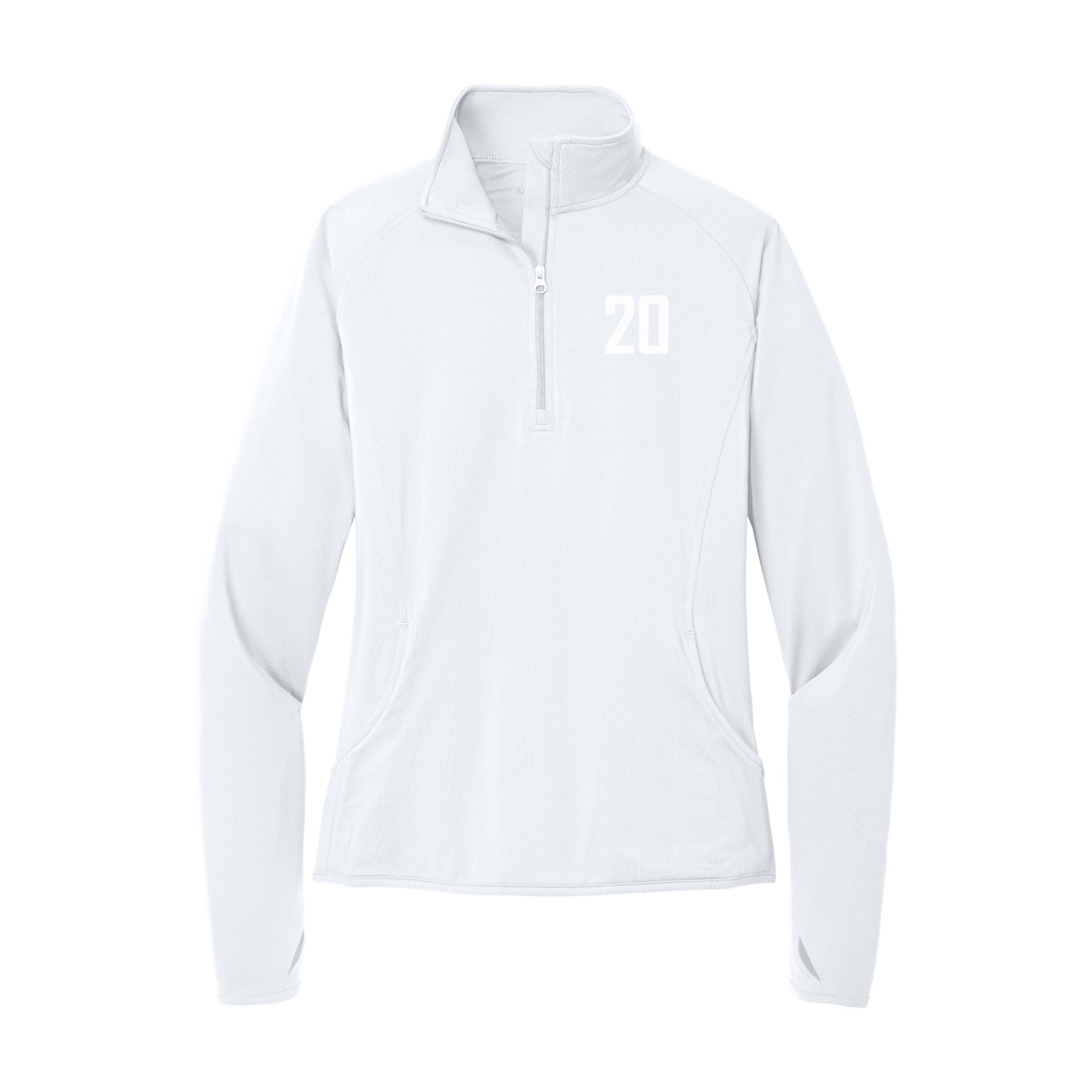 Women's Q-Zip Pullover — Front Shirsy in White