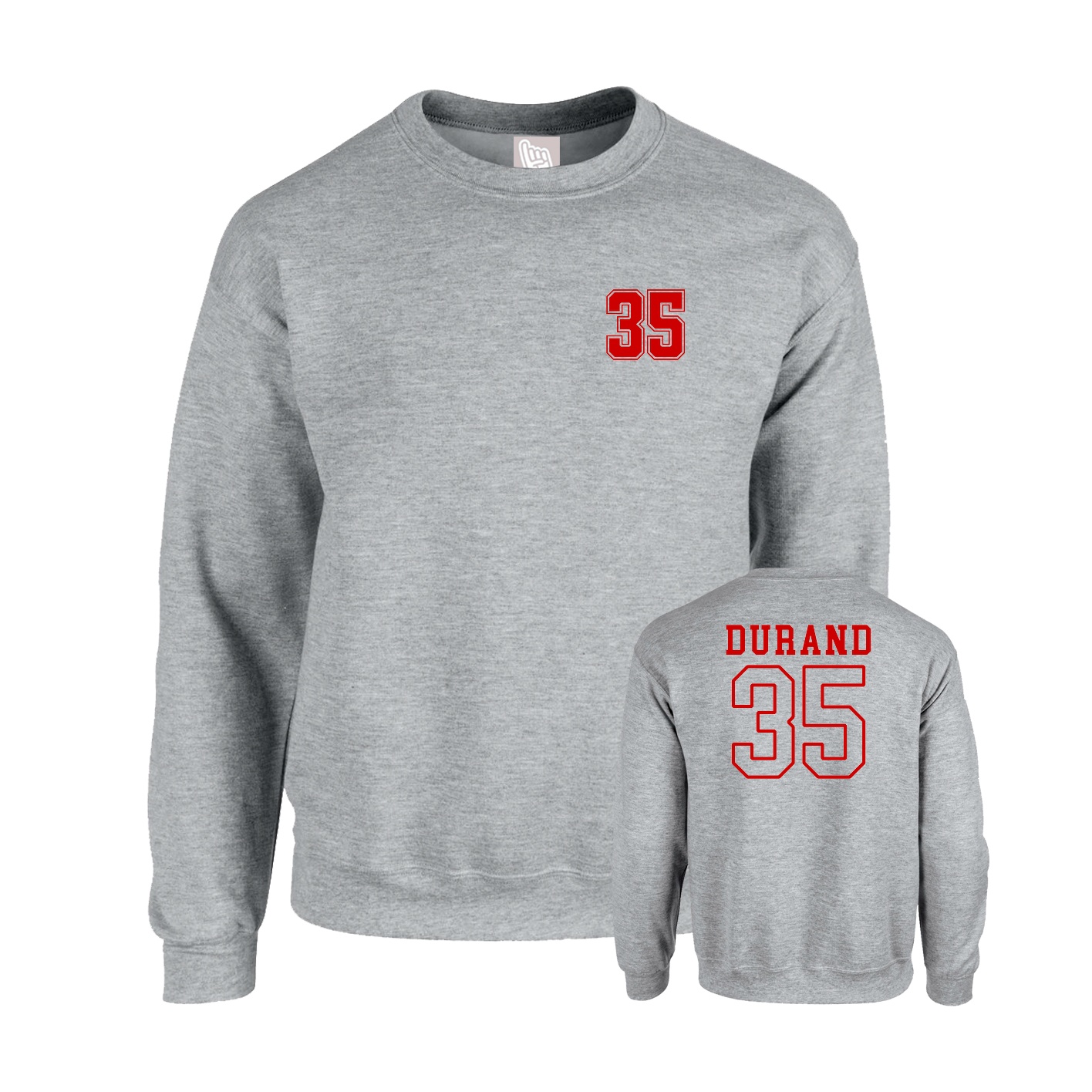 Fleece Crew — Chest Back in Grey