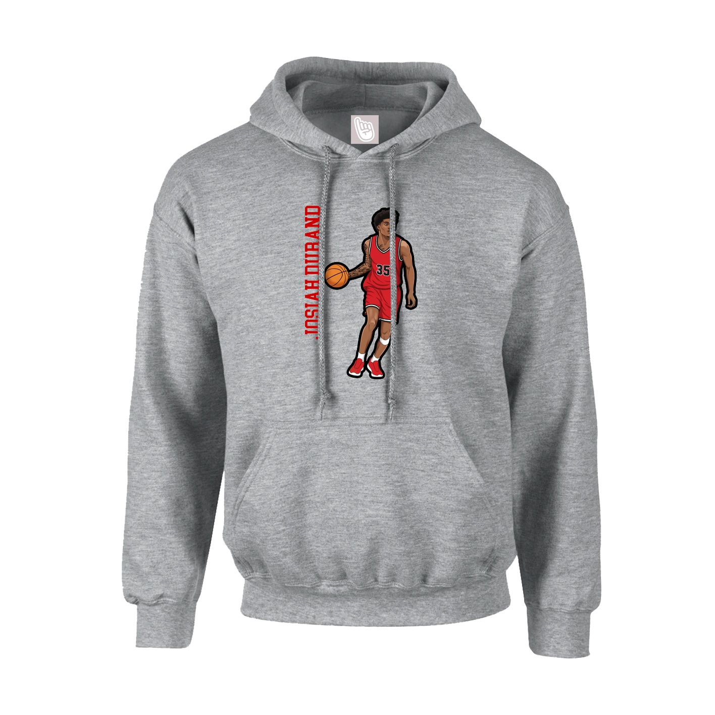 Youth Hoodie — Name Vertical in Grey