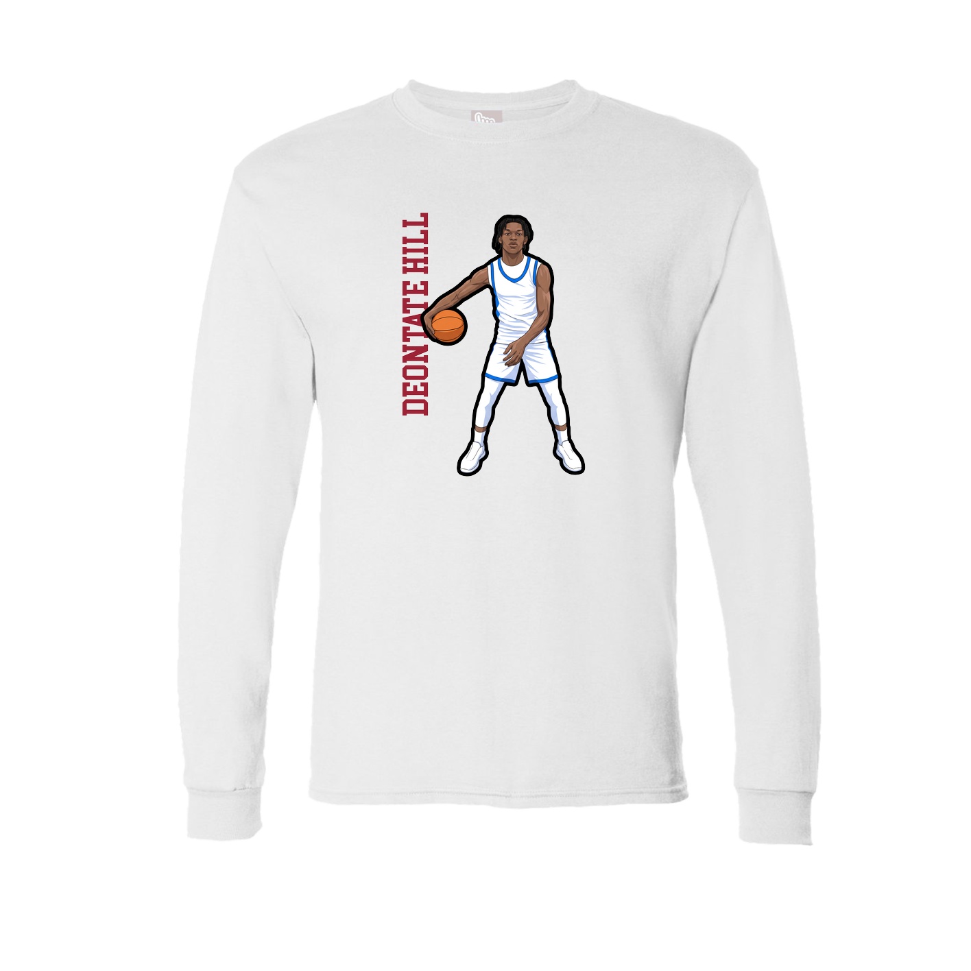 Long Sleeve Tee — Name Vertical in White
