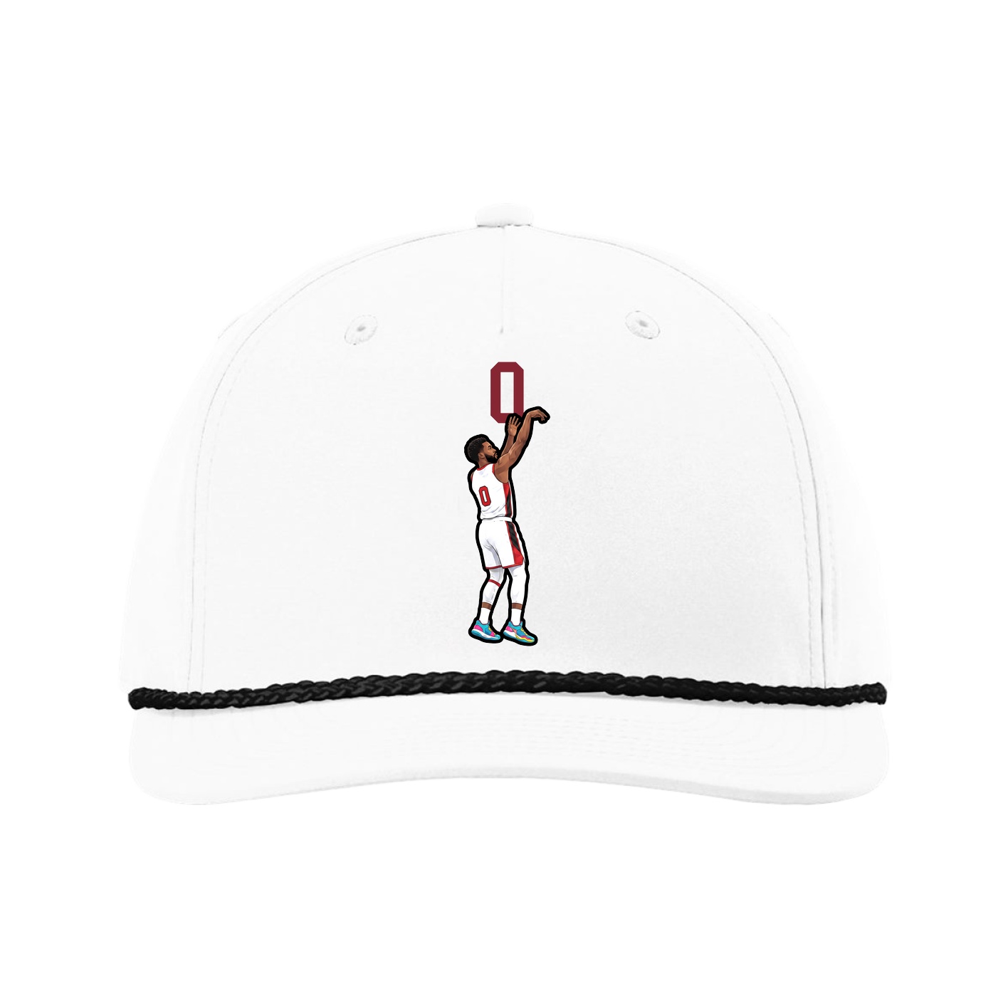 Five-Panel Classic Rope Cap — Number Top in White