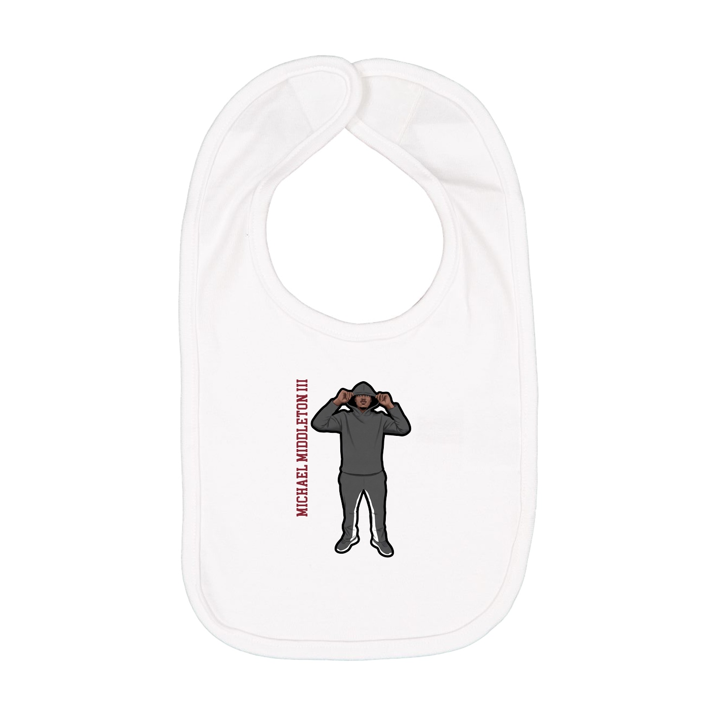 Infant Bib — Name Vertical in White