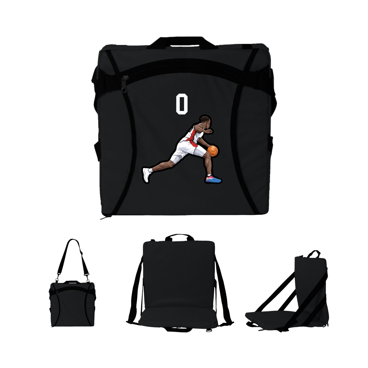 Folding Stadium Seat — Number Top in Black
