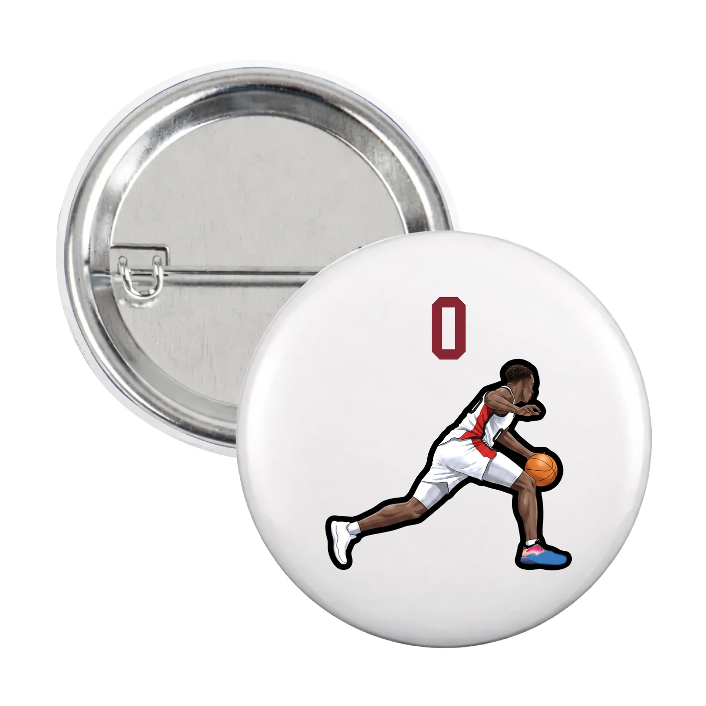 Game Day Button — Number Top in White