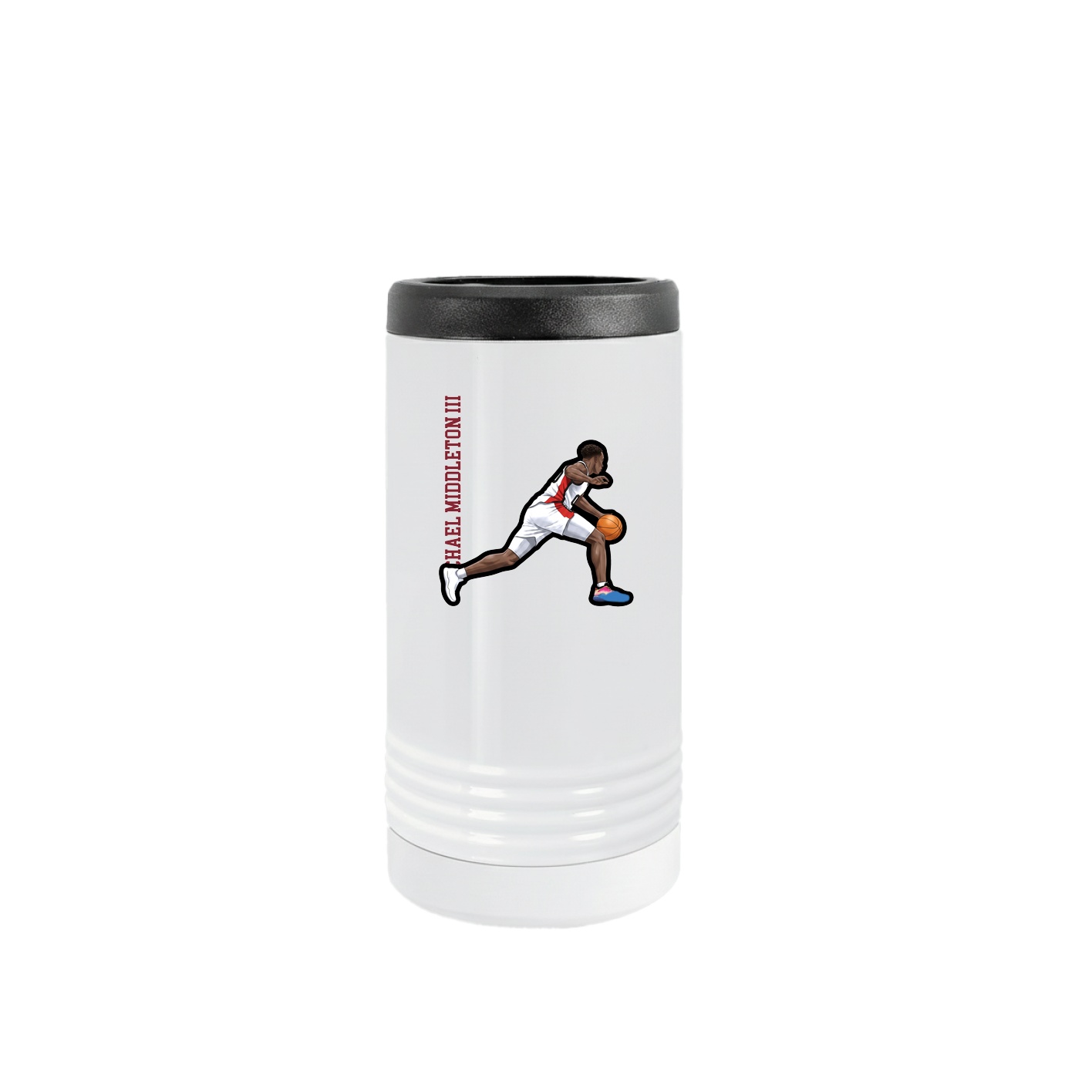 Slim Beverage Holder — Name Vertical in White