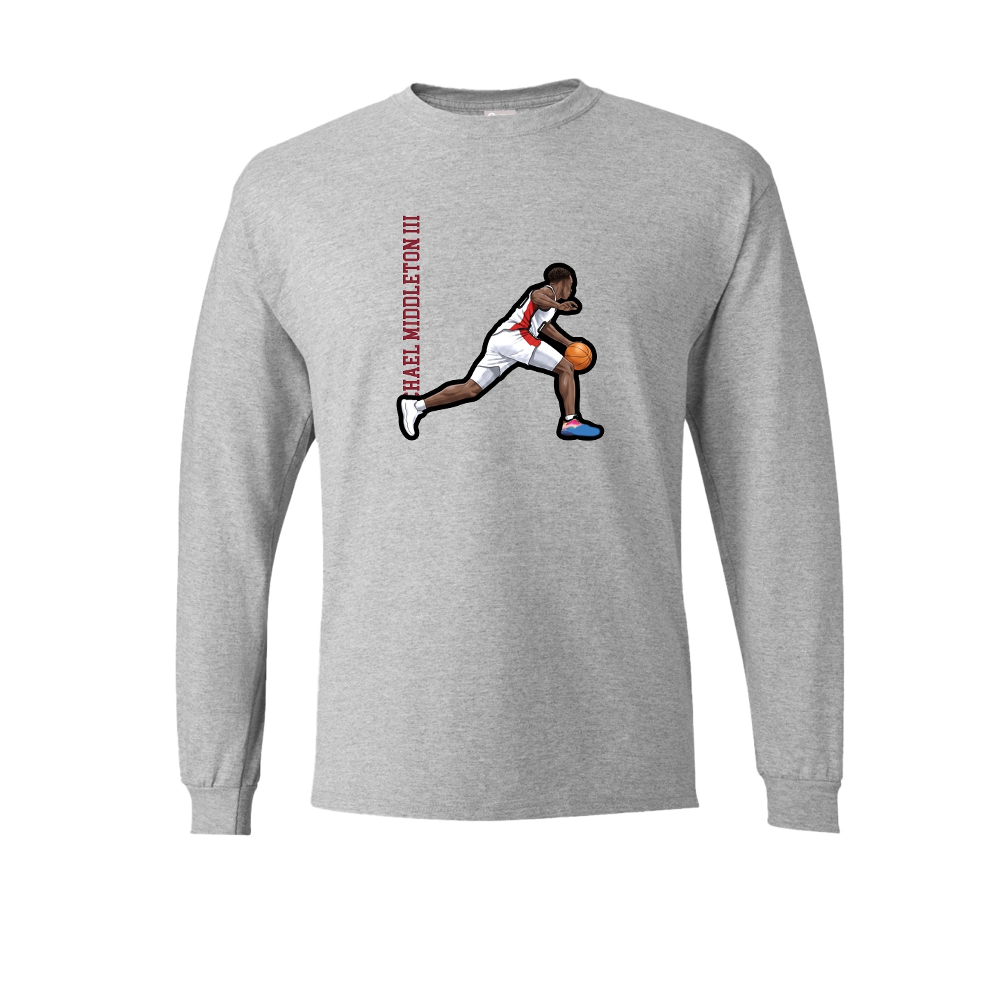 Long Sleeve Tee — Name Vertical in Grey