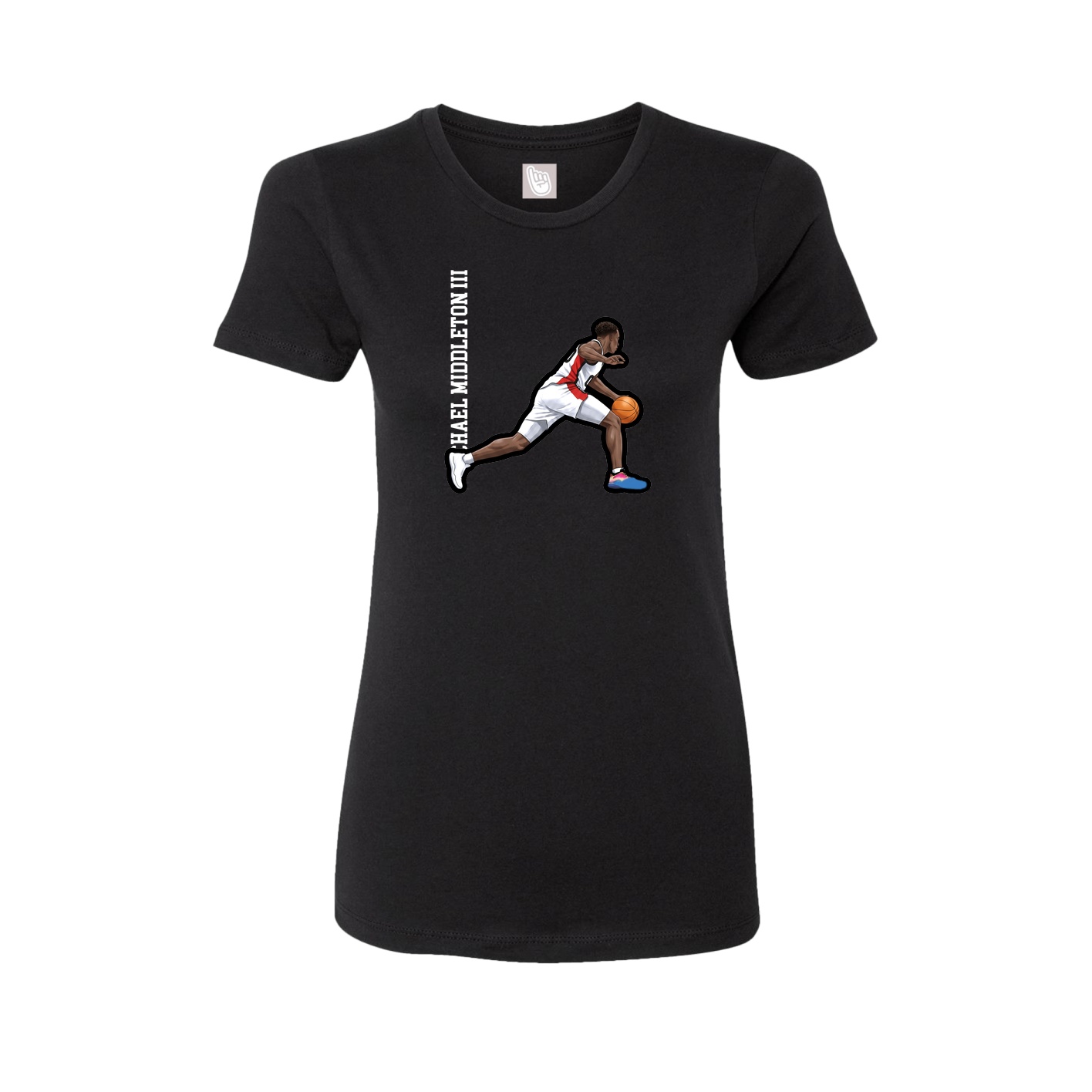 Fitted Women's Tee — Name Vertical in Black