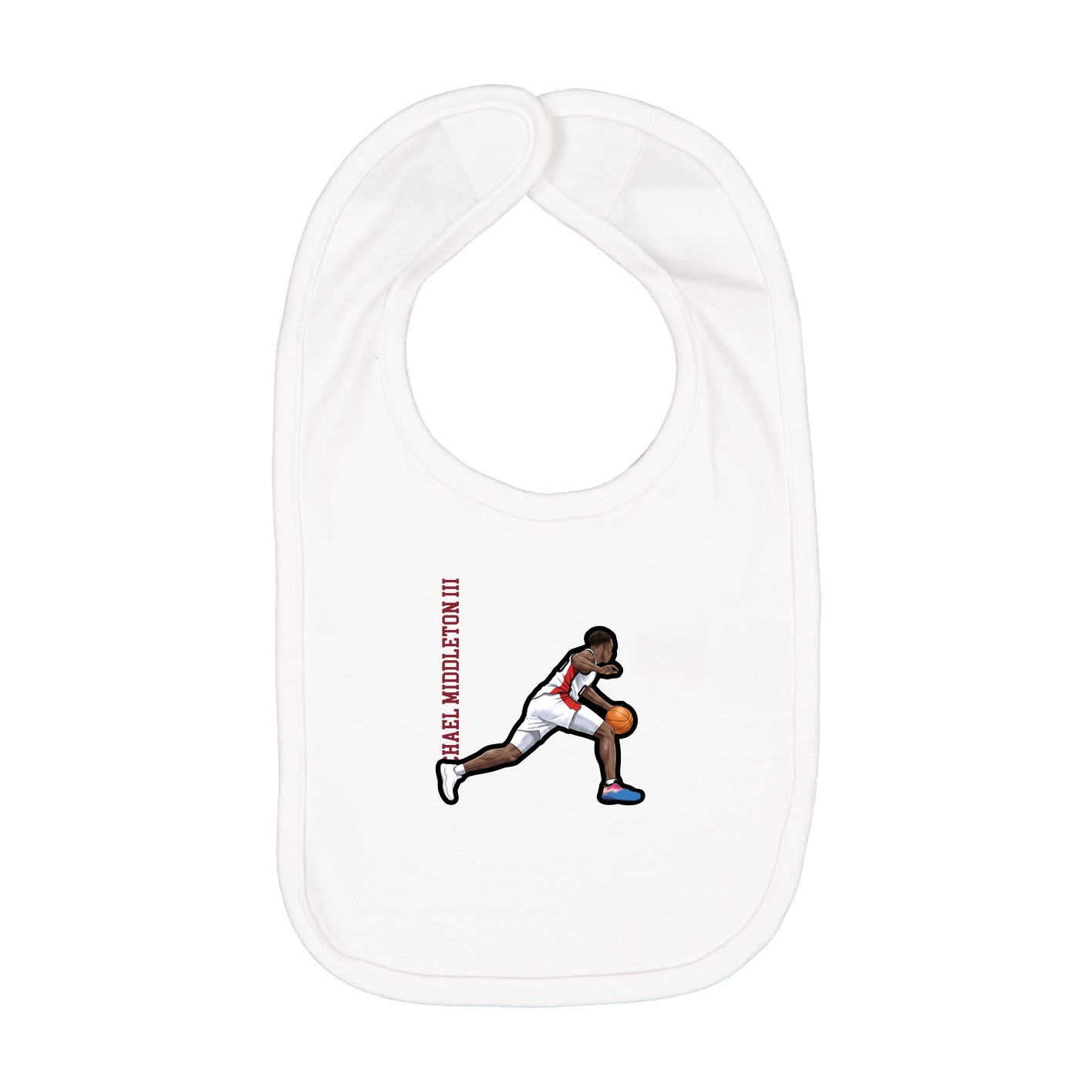 Infant Bib — Name Vertical in White