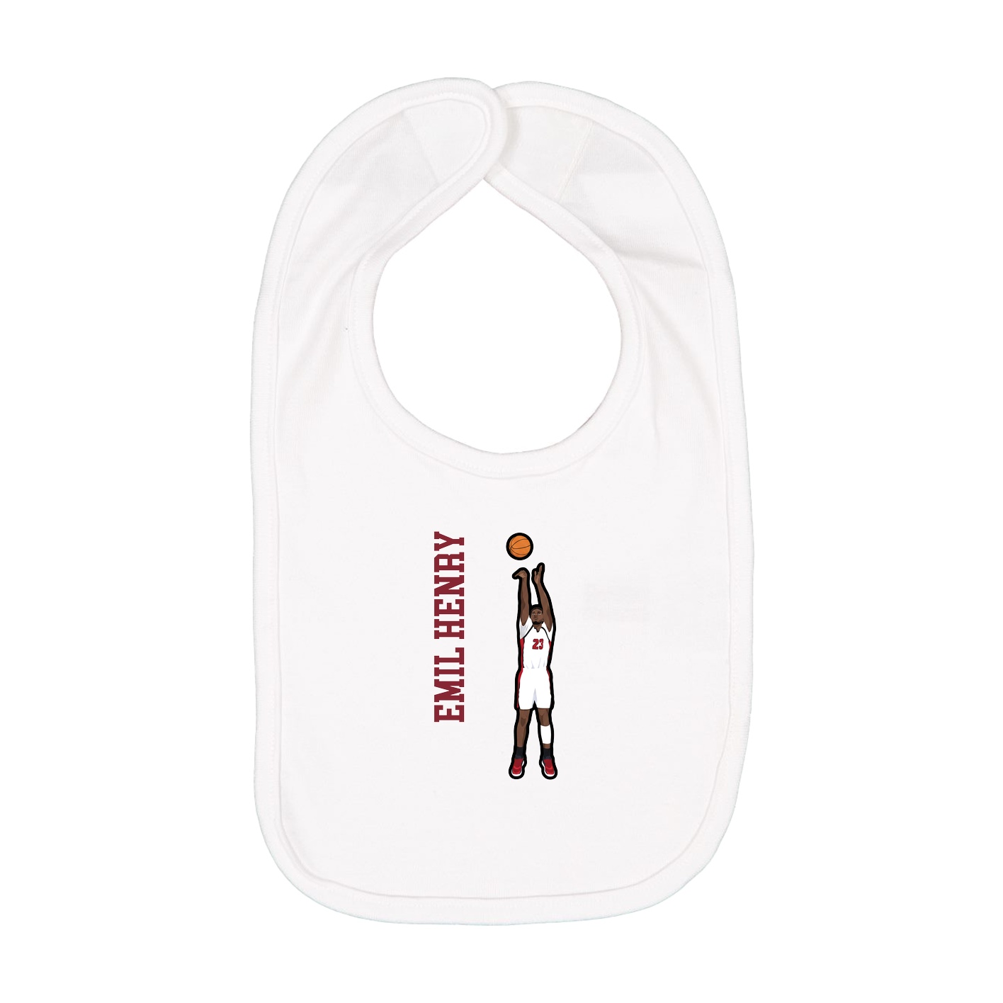 Infant Bib — Name Vertical in White