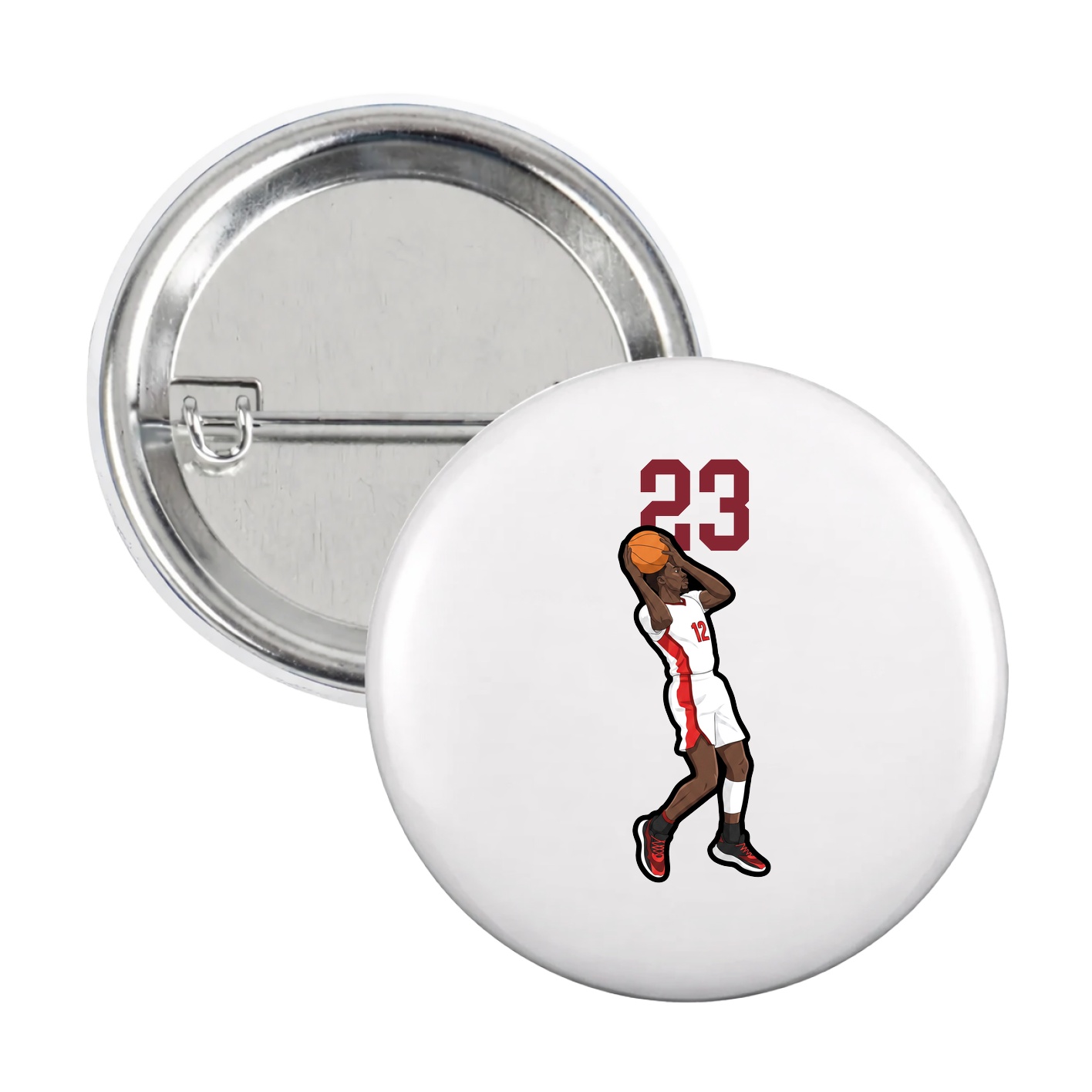 Game Day Button — Number Top in White