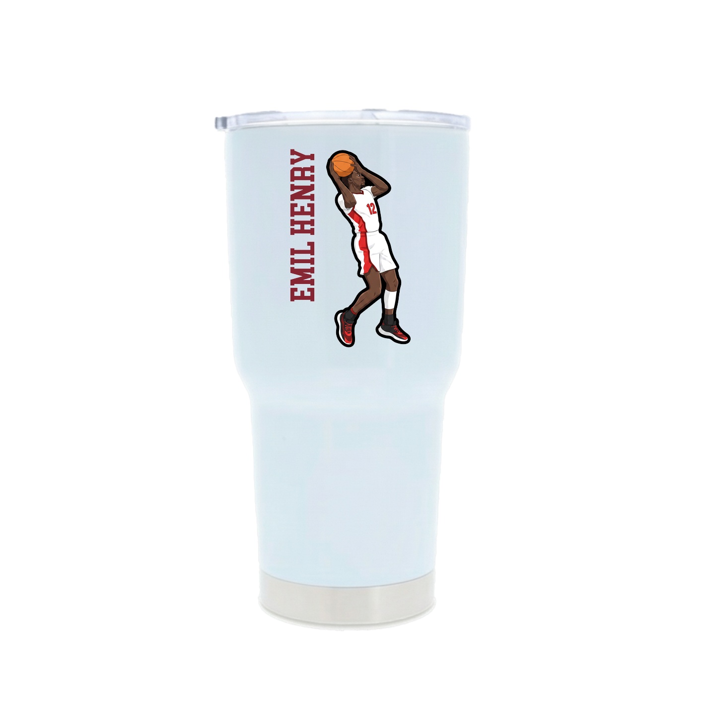 30oz Stainless Steel Tumbler — Name Vertical in White
