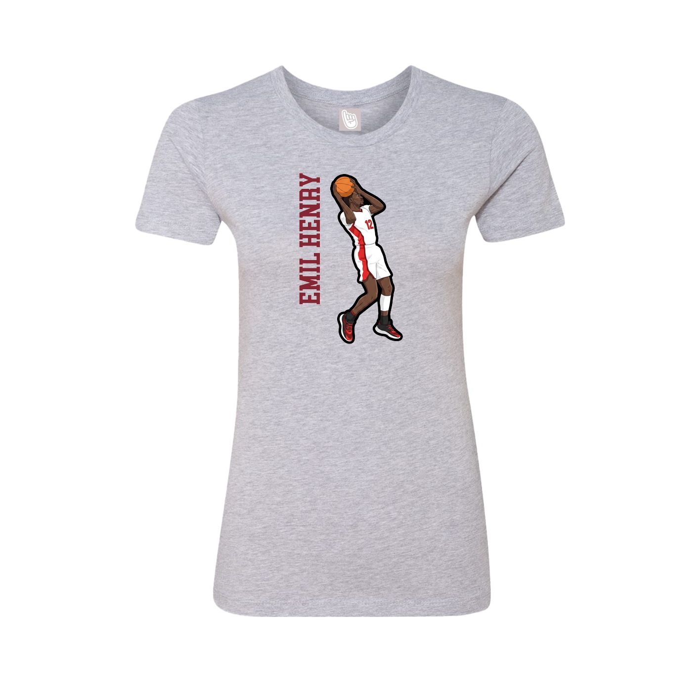 Fitted Women's Tee — Name Vertical in Grey