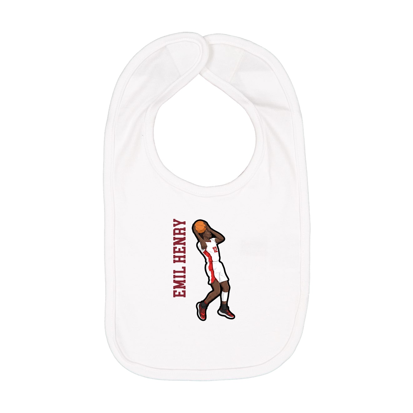 Infant Bib — Name Vertical in White