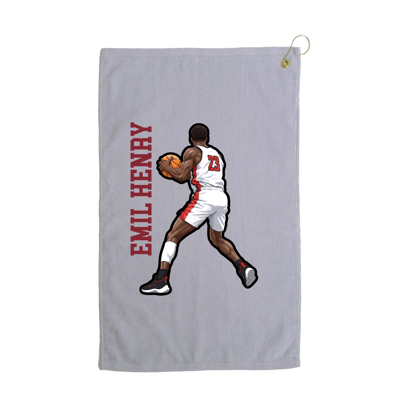 Golf Towel — Name Vertical in Grey