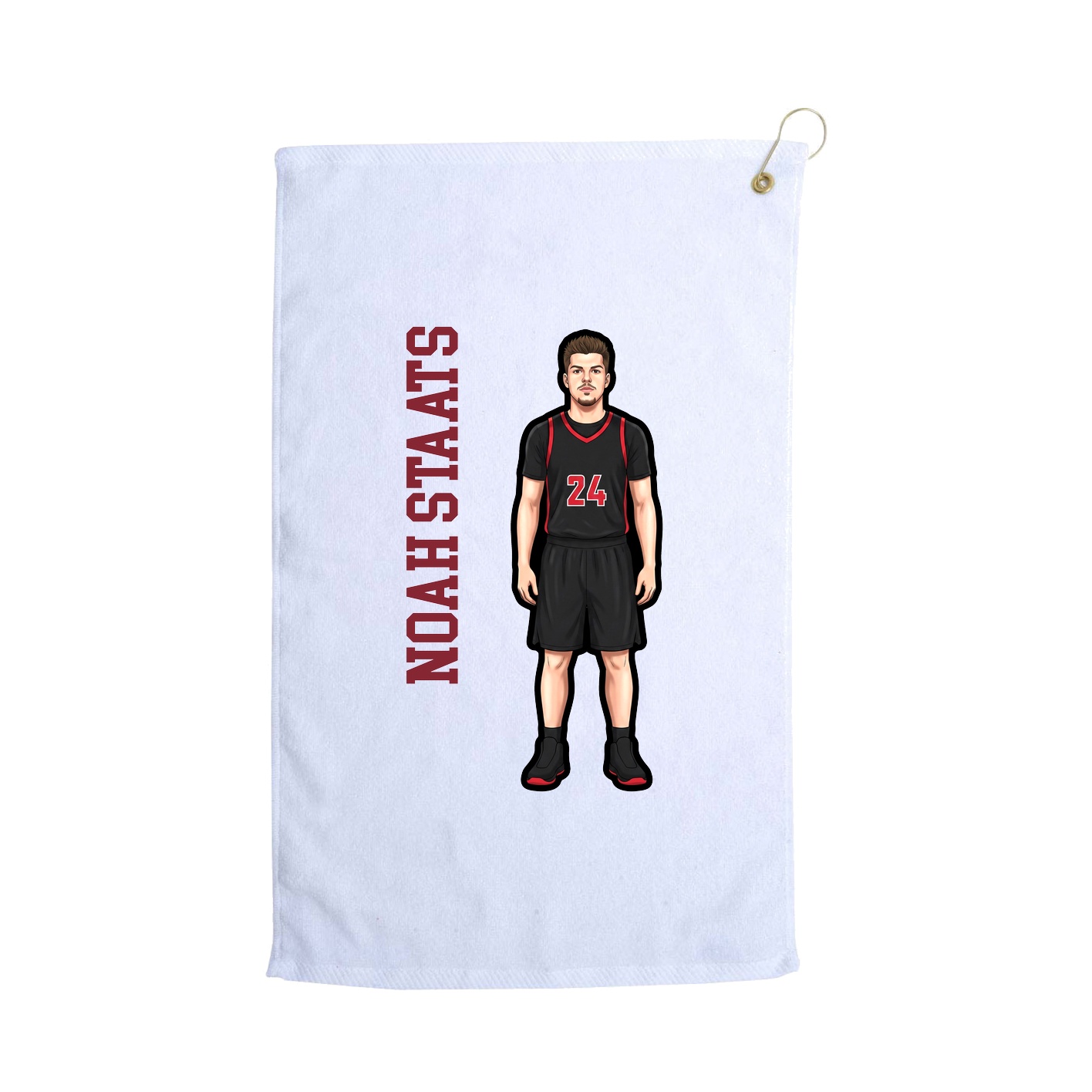 Golf Towel — Name Vertical in White