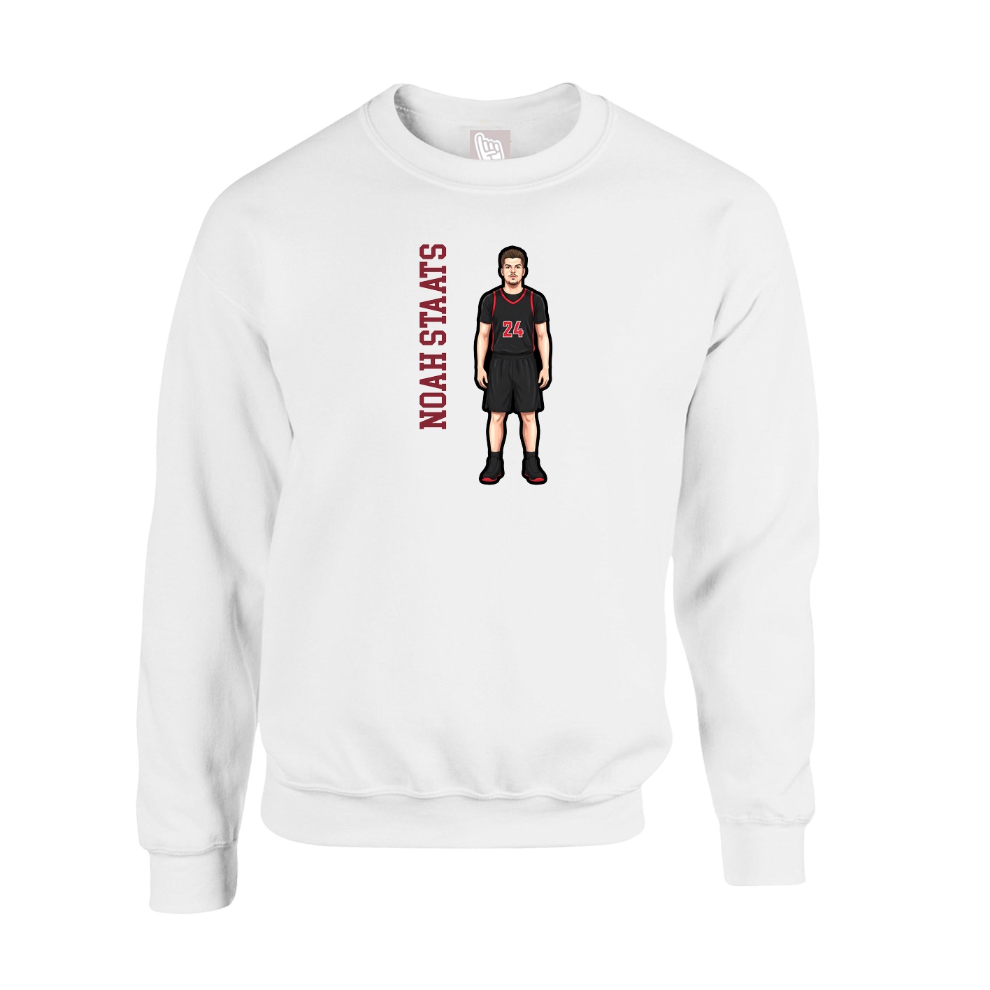 Fleece Crew — Name Vertical in White