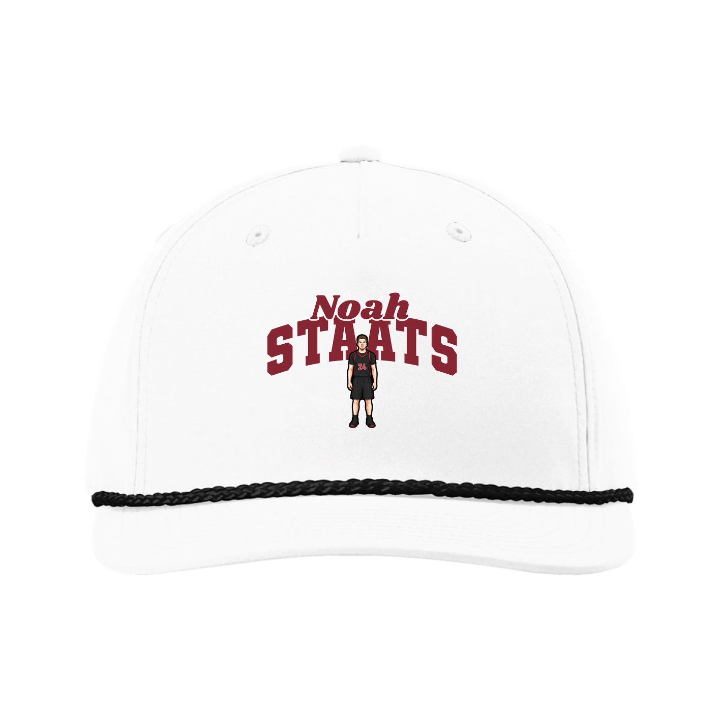 Five-Panel Classic Rope Cap — Signature Arch in White