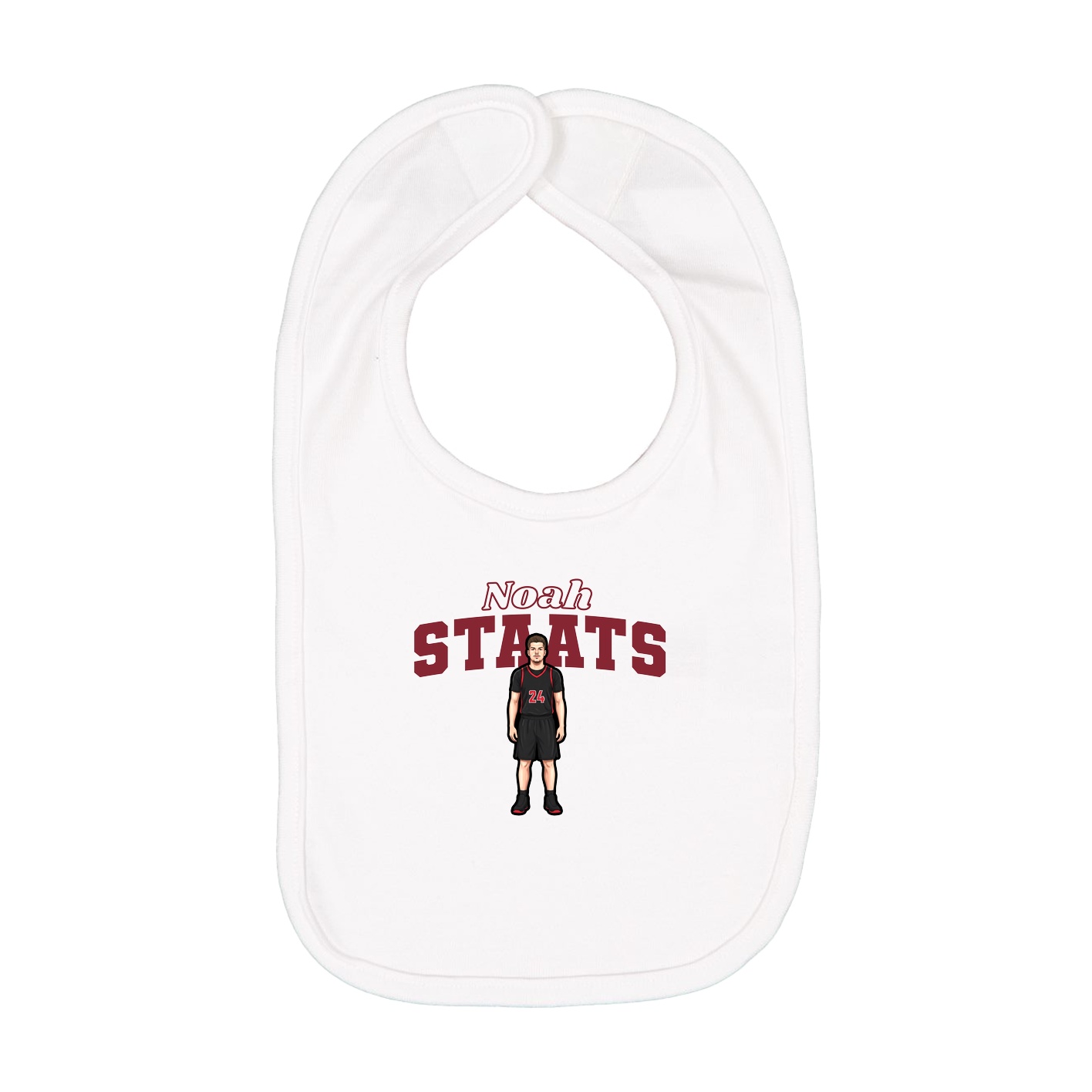 Infant Bib — Name Arch in White