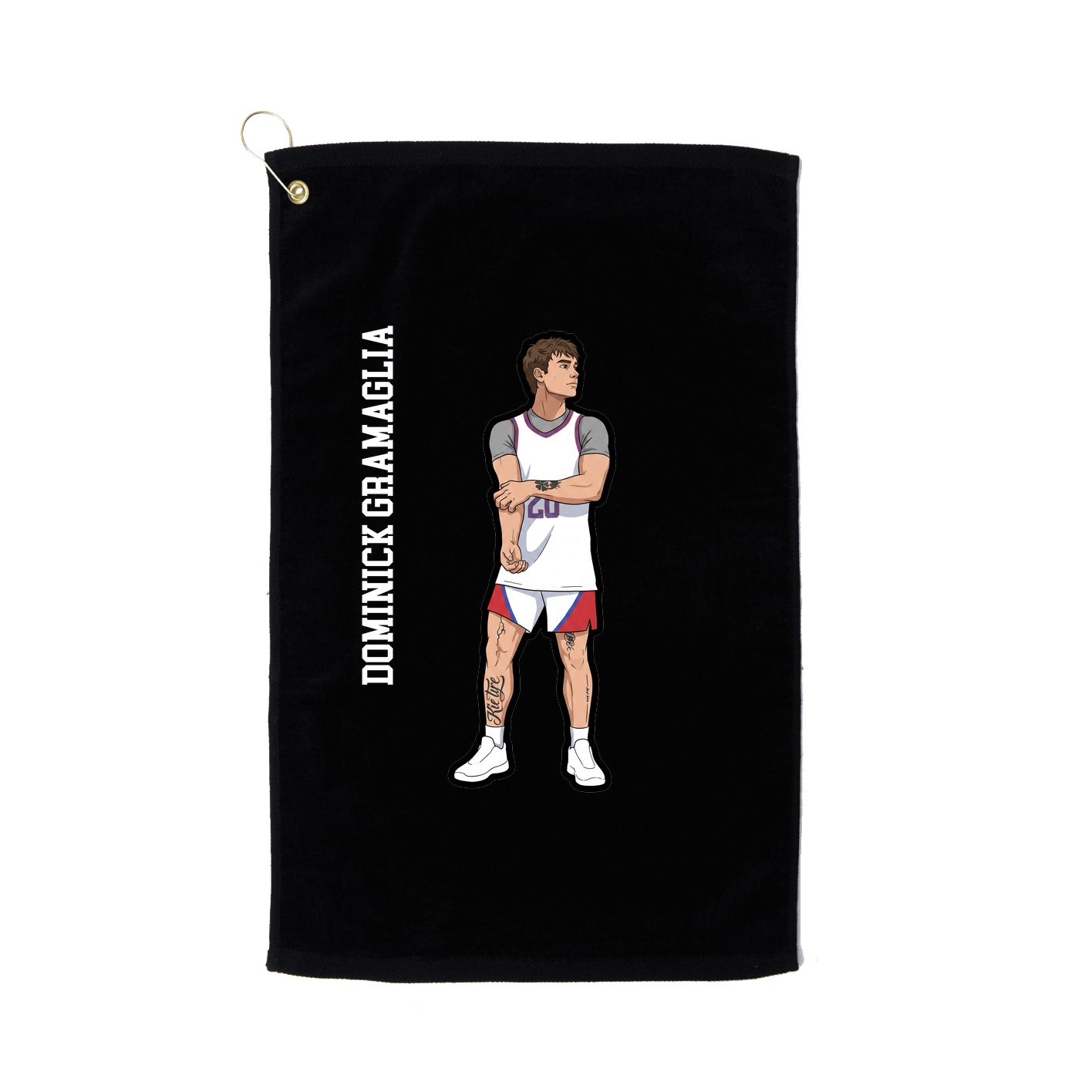 Golf Towel — Name Vertical in Black